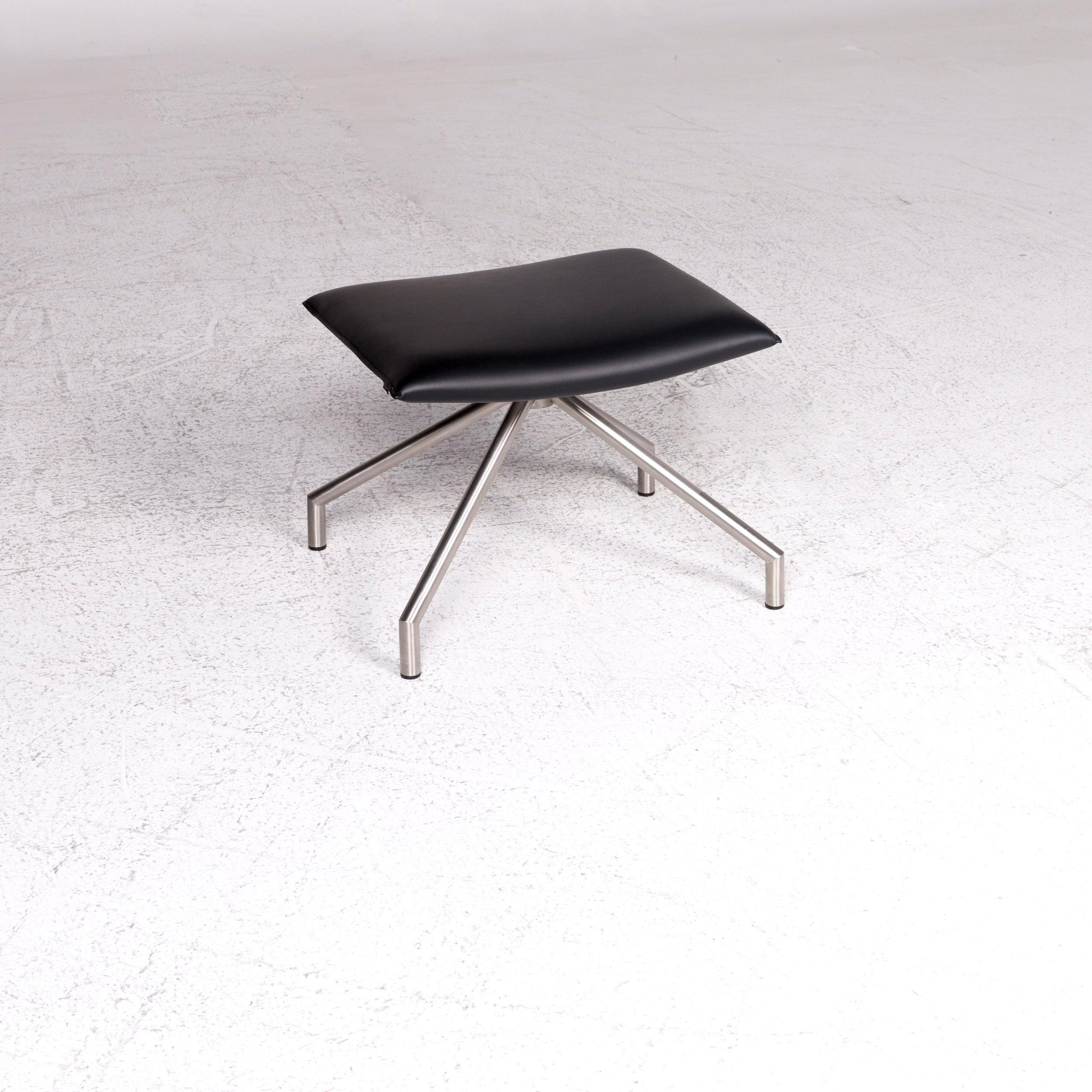 Modern Arco Lay Down Leather Stool Black