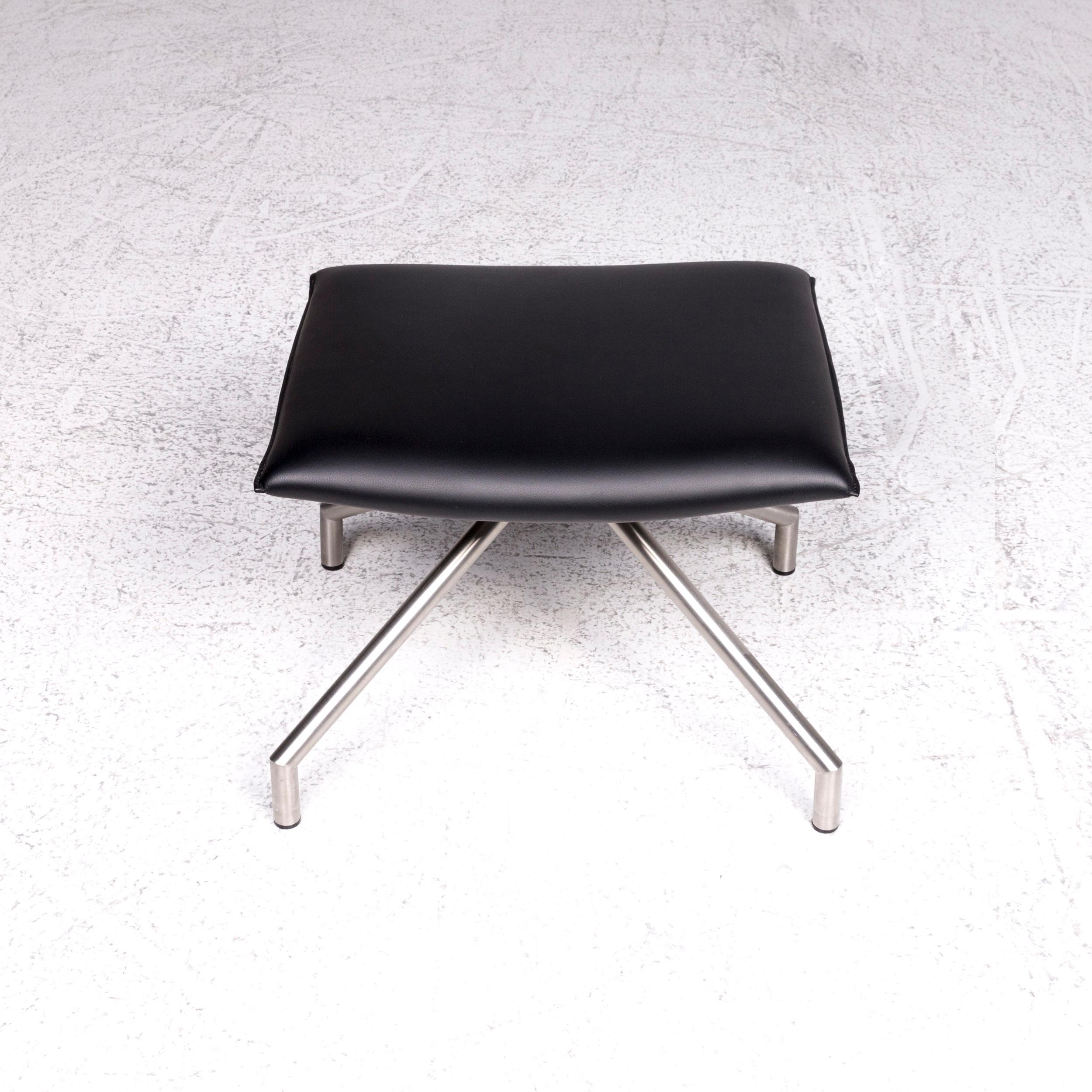 Arco Lay Down Leather Stool Black 2