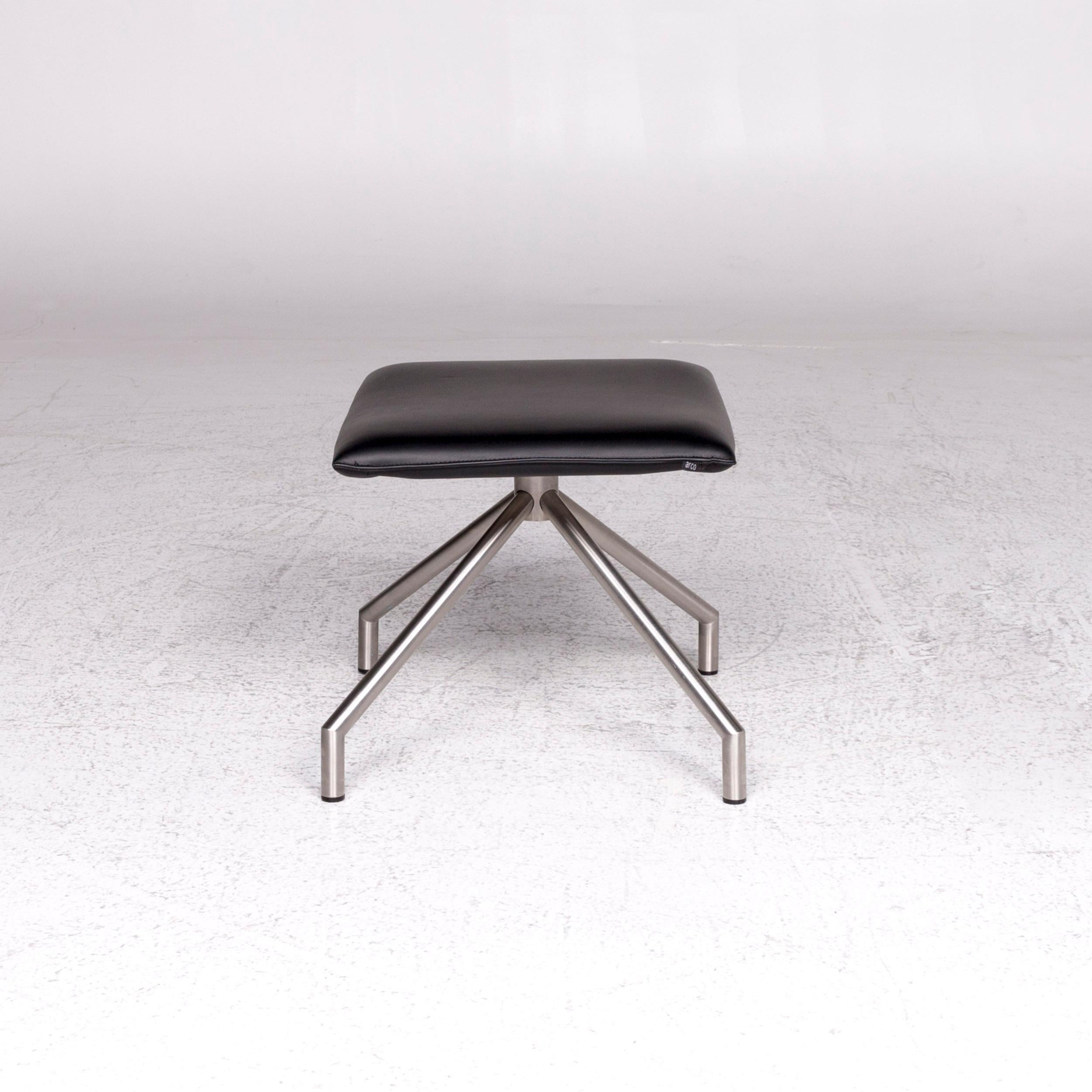 Arco Lay Down Leather Stool Black 3
