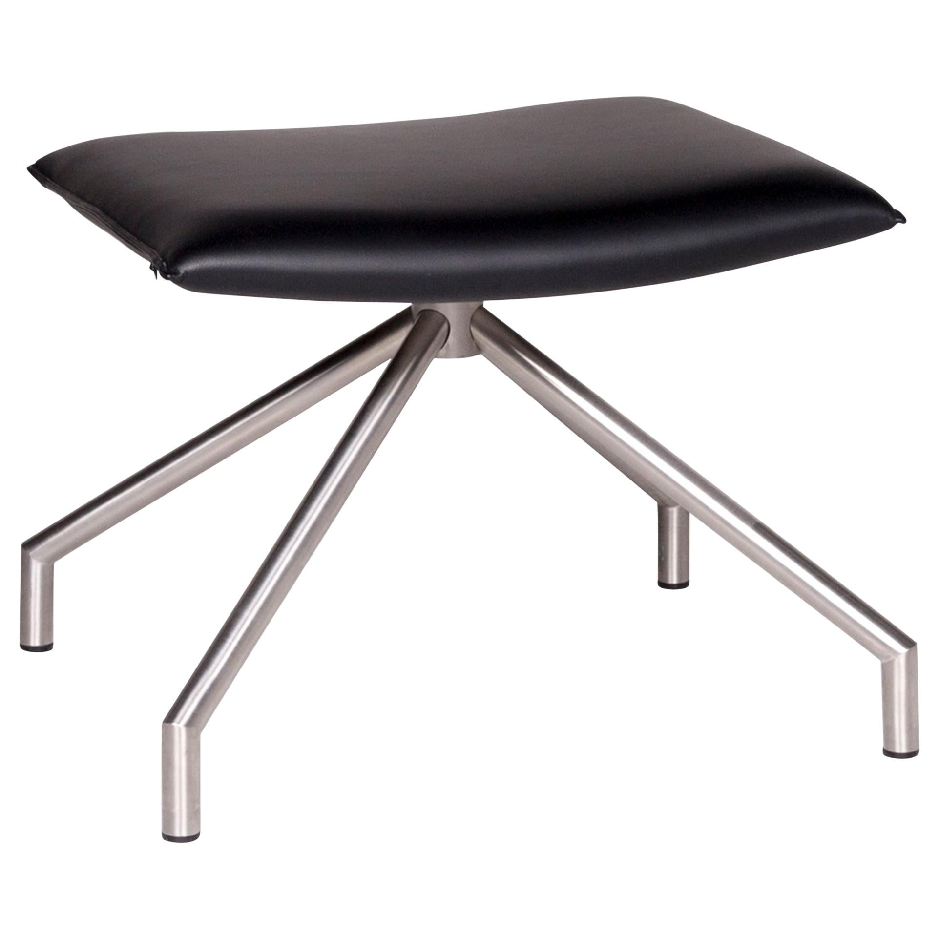 Arco Lay Down Leather Stool Black