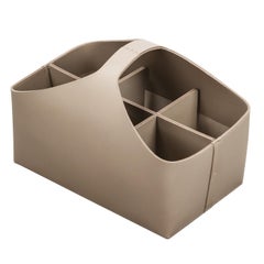 Arco Medium Caddy Basket with 6 Dividers in Sand Leather