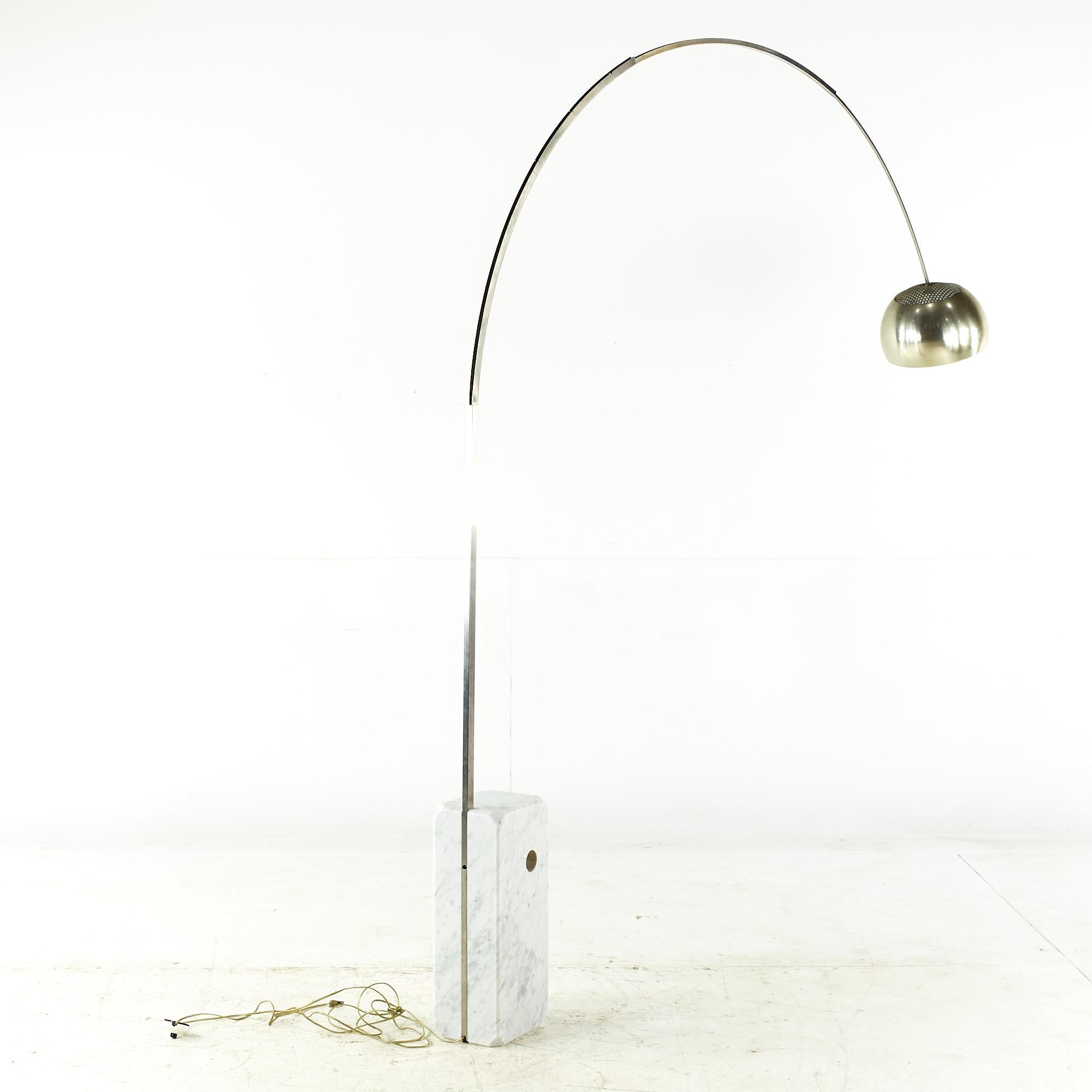 Late 20th Century Arco Mid-Century Brass and Marble Floor Lamp