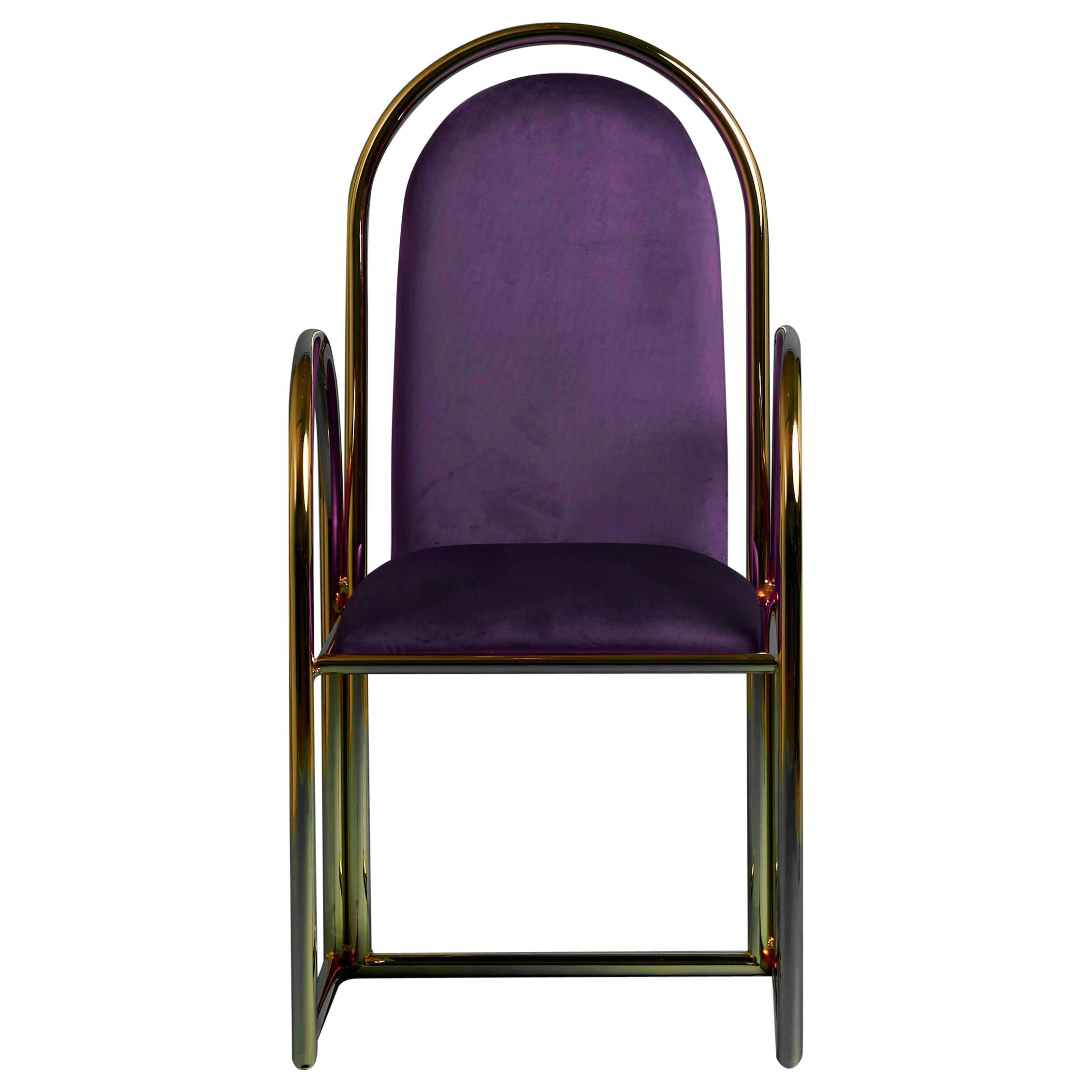 Arco Purple Chair with Velvet Upholstery For Sale