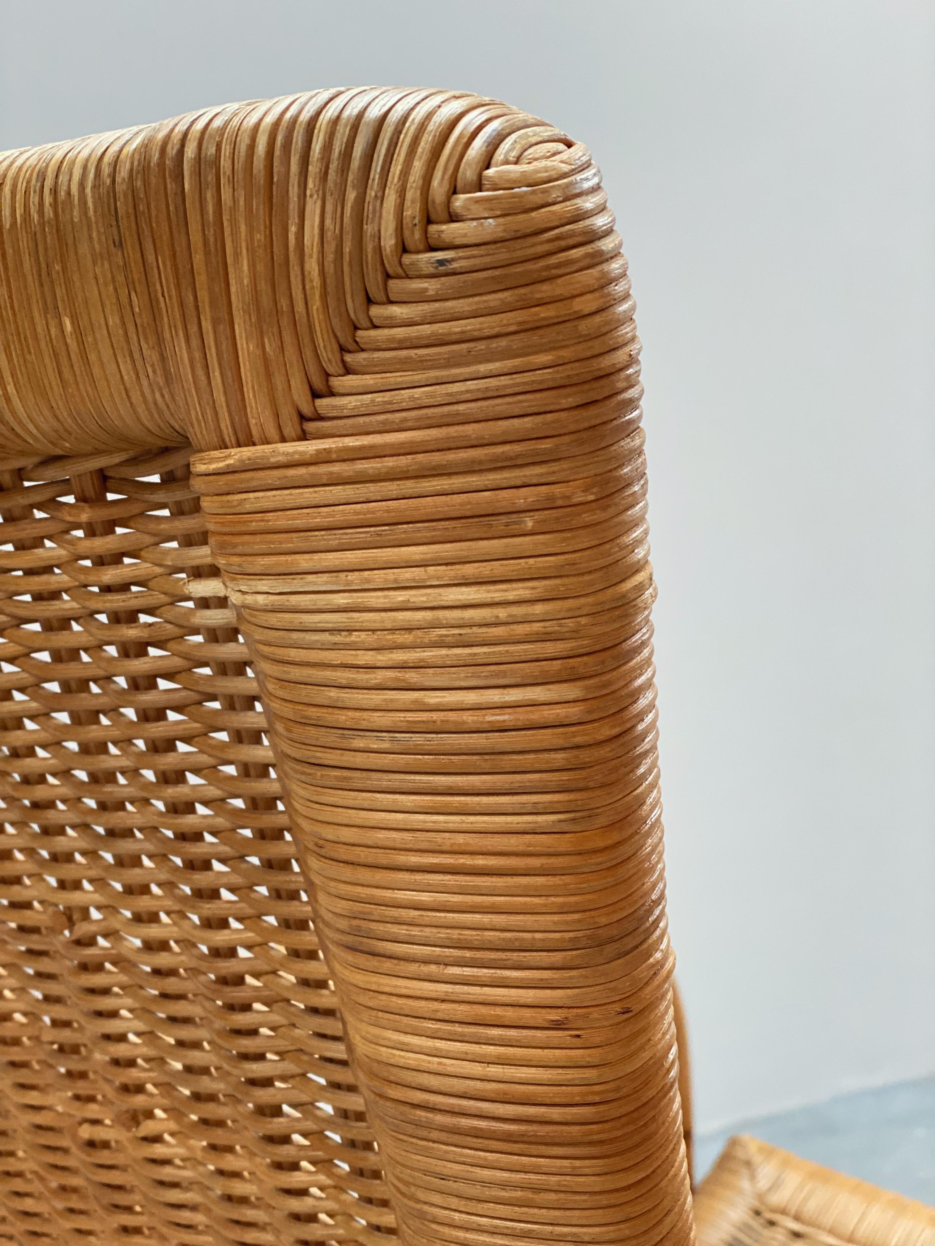 ARCO RATTAN BAMBOO WICKER ARMCHAIR LOUNGE CHAIR, GERMANY 1960s For Sale 9