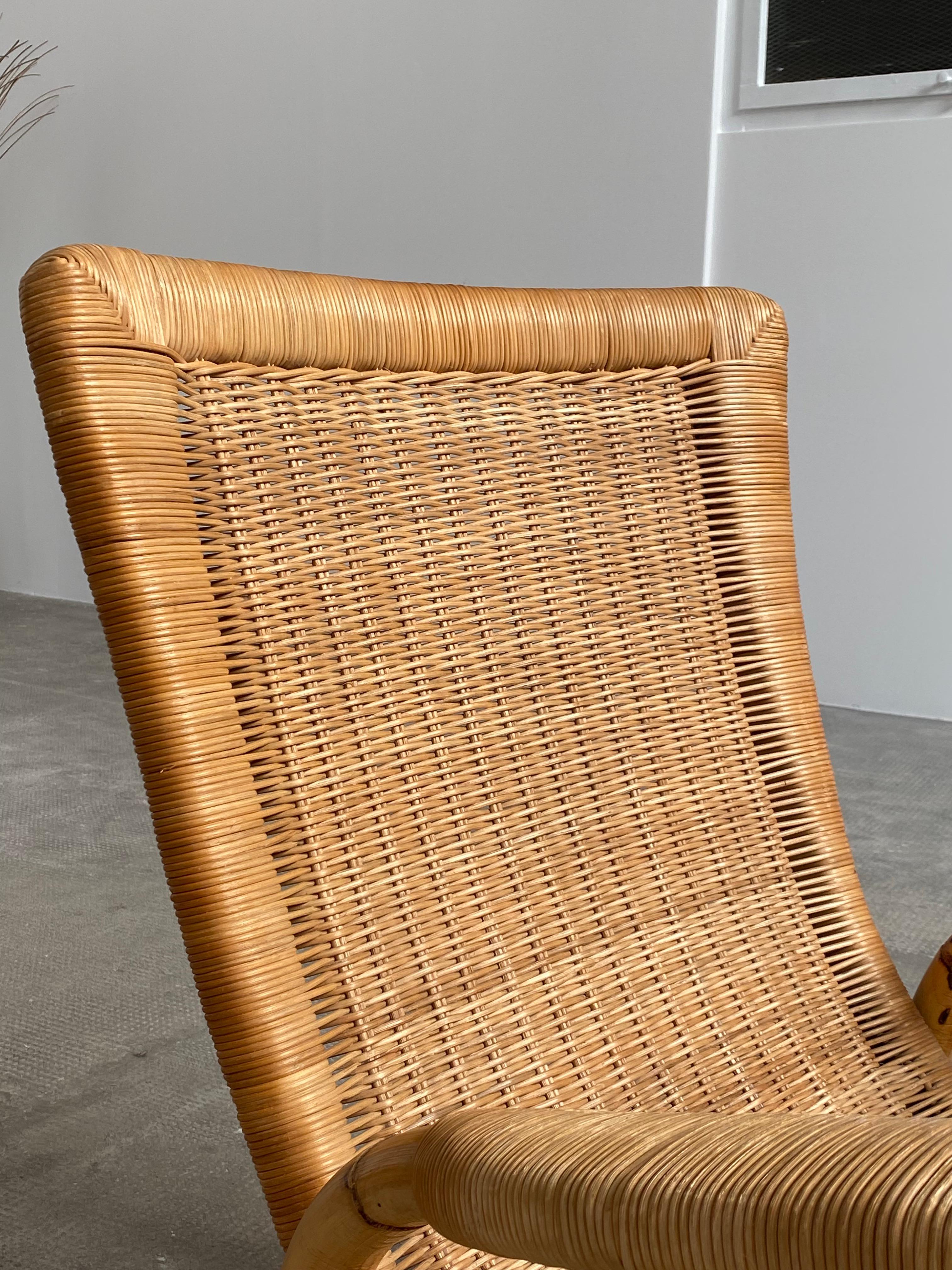 German ARCO RATTAN BAMBOO WICKER ARMCHAIR LOUNGE CHAIR, GERMANY 1960s For Sale