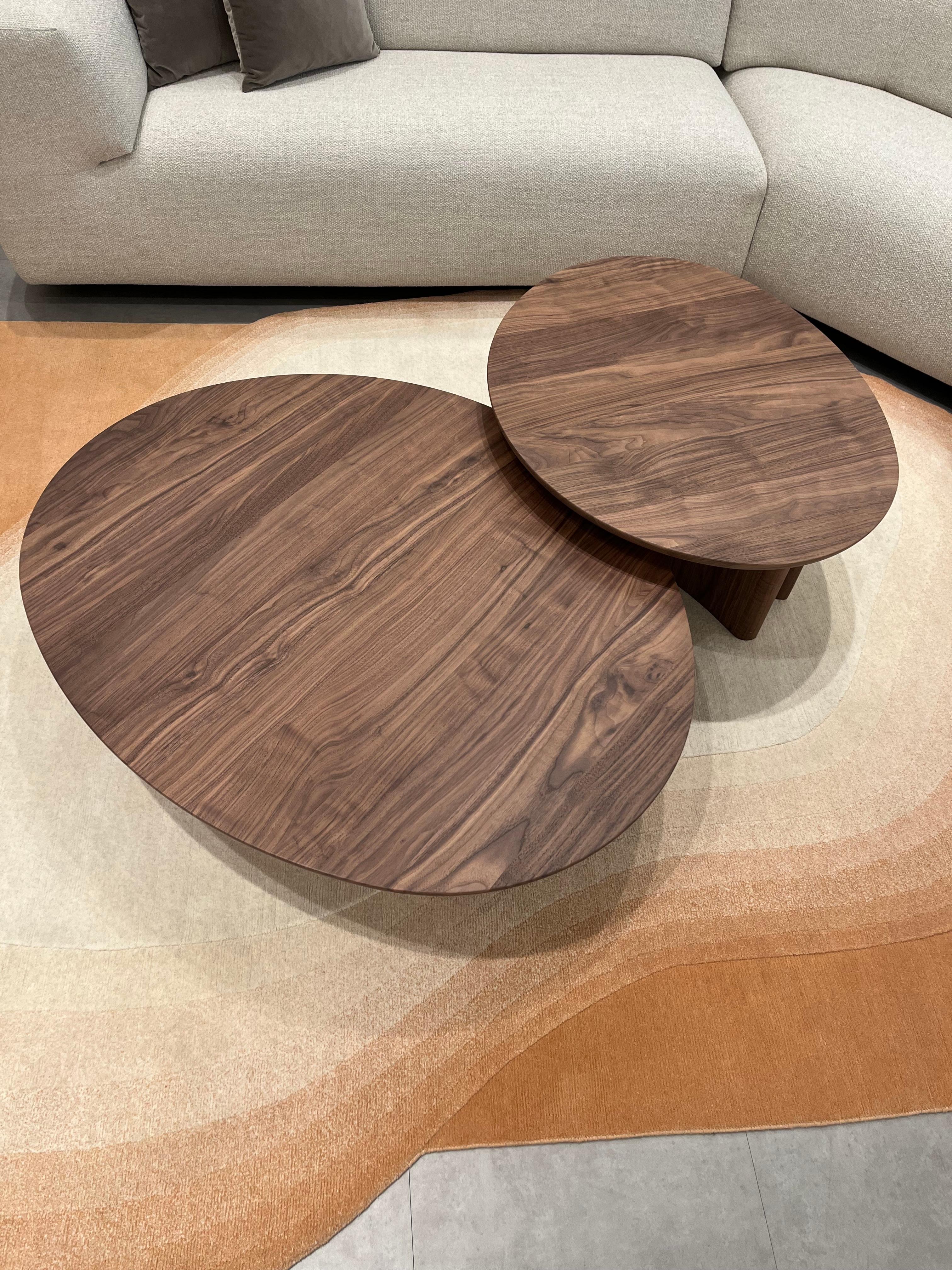 Dutch Arco Set of Two Dew Walnut Tables by Sabine Marcelis in STOCK For Sale