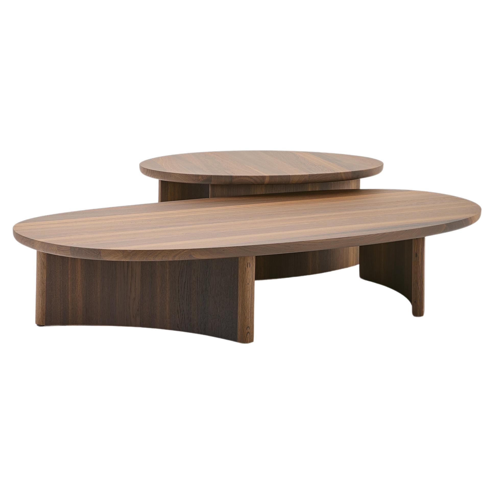 Arco Set of Two Walnut Dew Coffee Tables Designed by Sabine Marcelis For Sale
