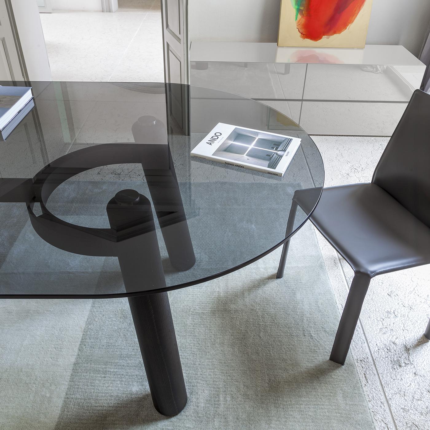 Arco Smoky Glass & Laguna Oak Table In New Condition For Sale In Milan, IT