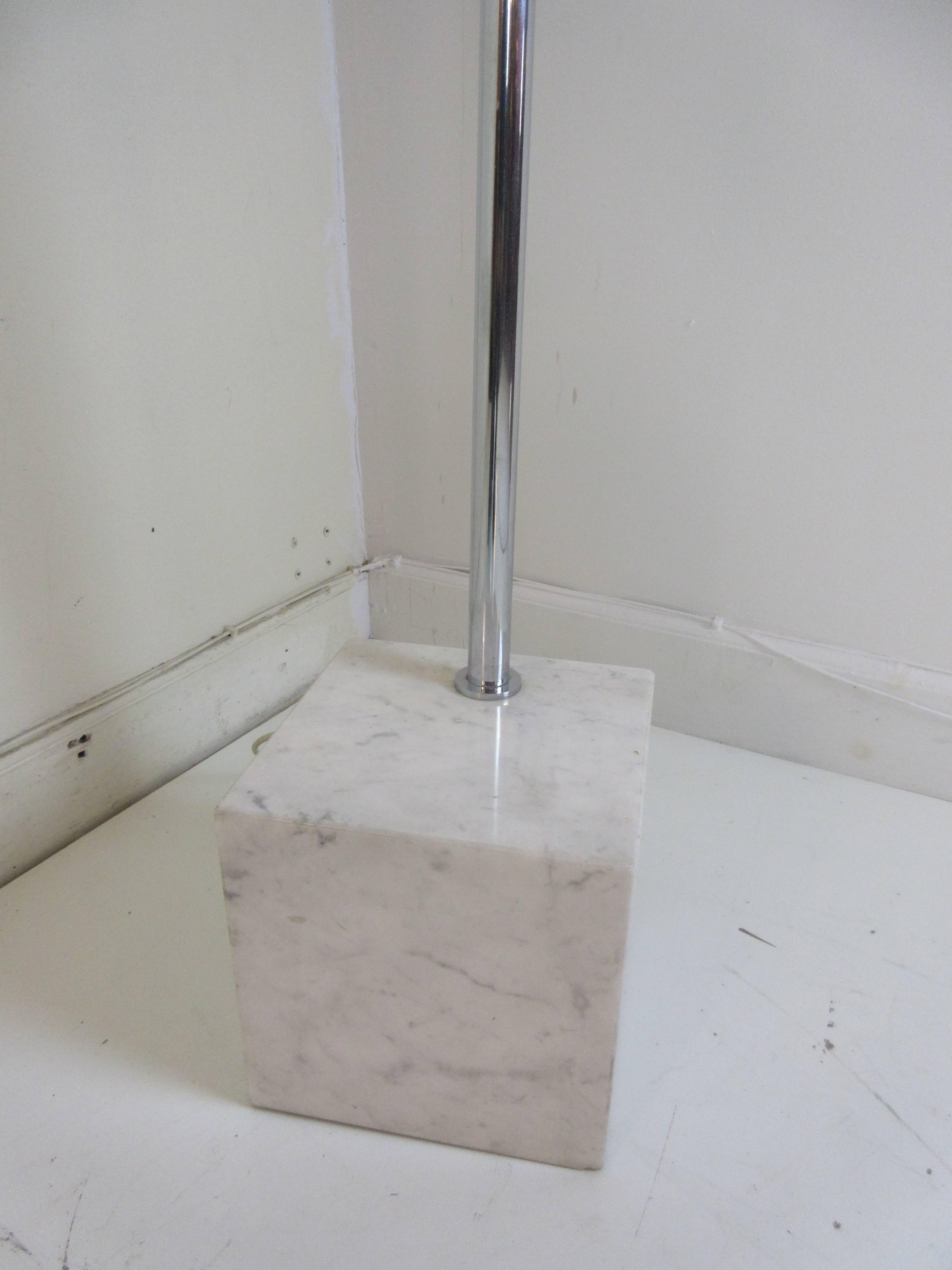Chrome Arco Style Floor Lamp with Marble Base
