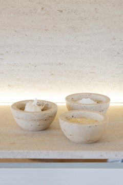Arco Travertine Bowl by Rytsola, Artisan-Crafted Marble