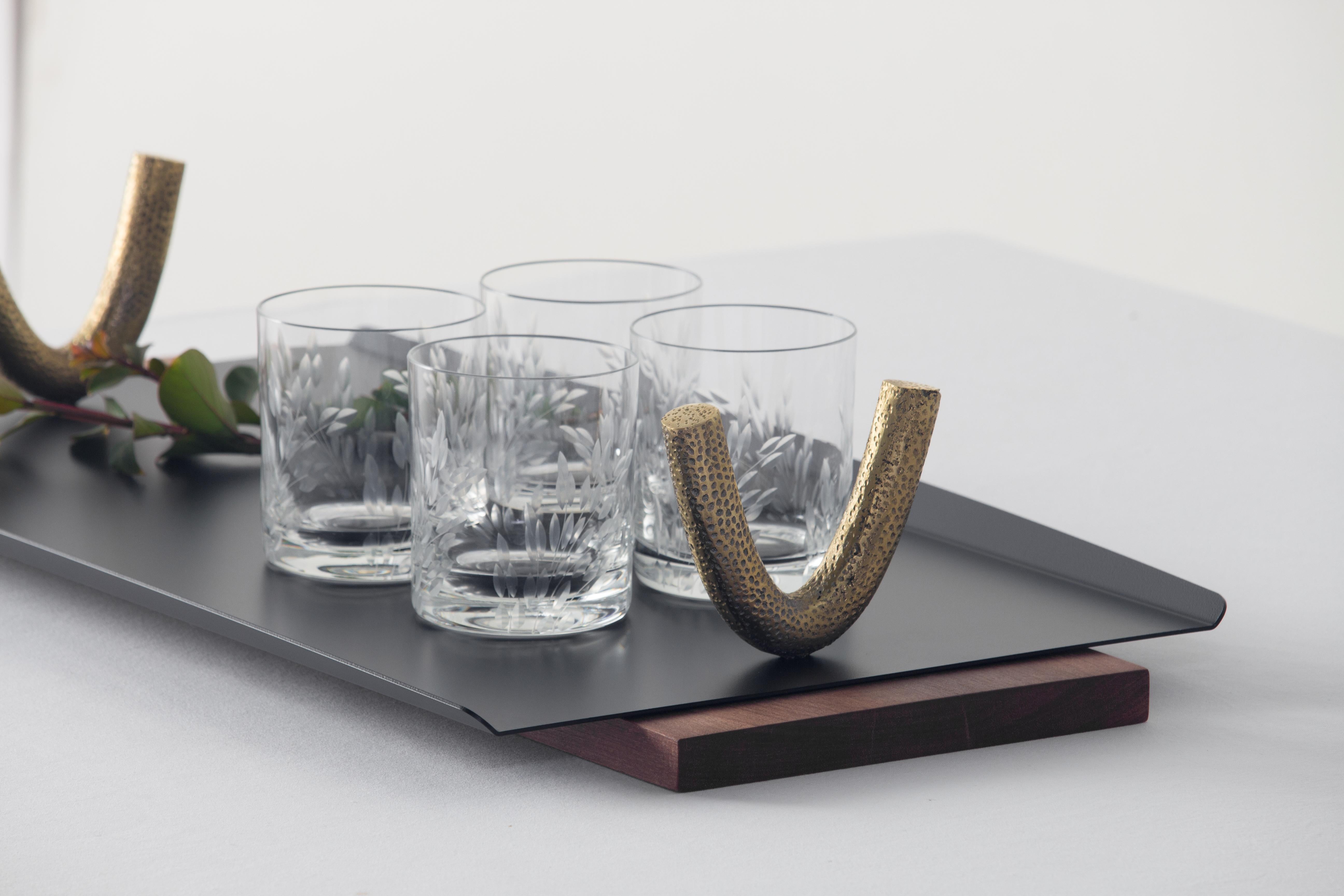 Other Arco Trays (Set of 2) with cast brass handles by Estúdio Dentro For Sale