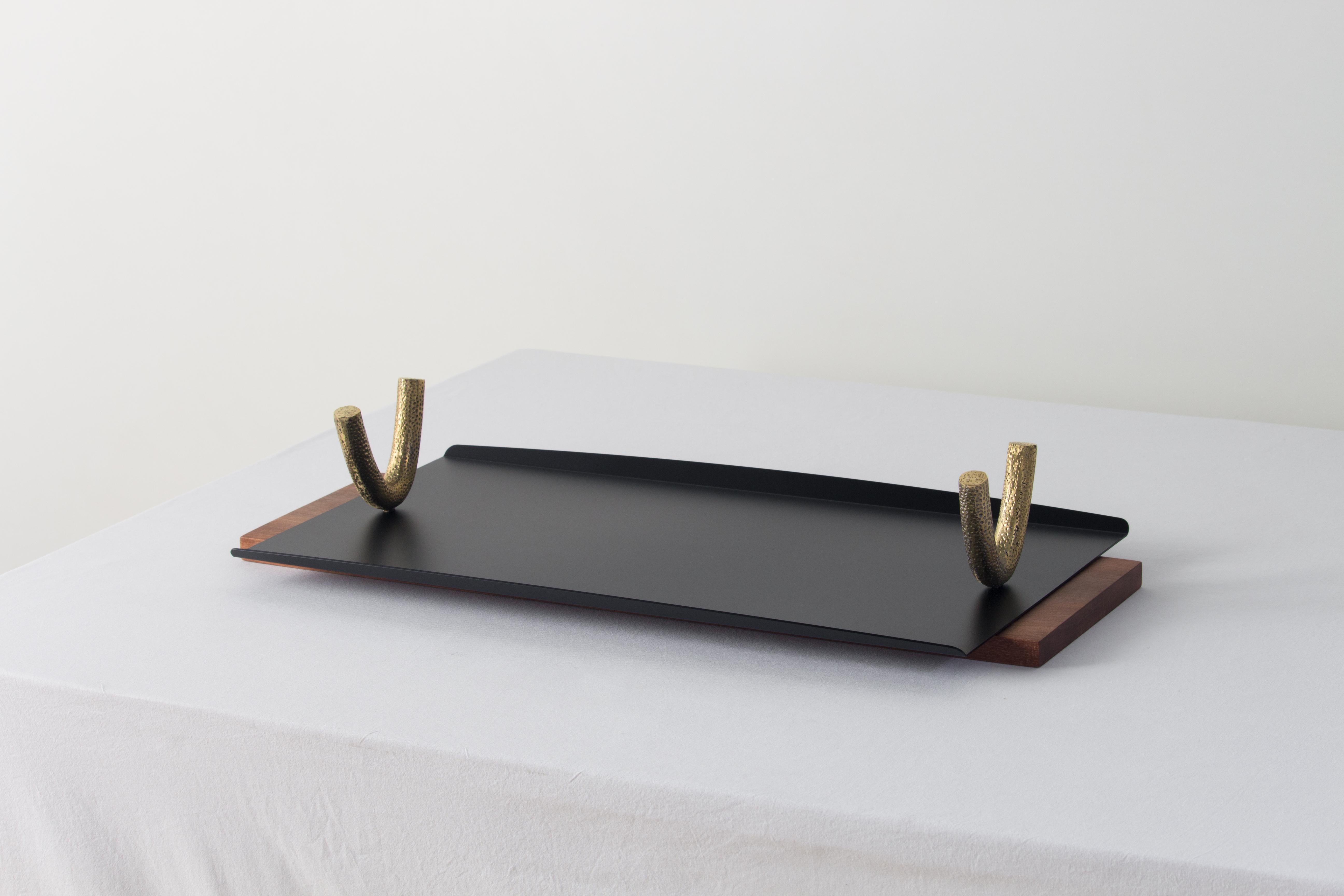 Cast Arco Trays (Set of 2) with cast brass handles by Estúdio Dentro For Sale
