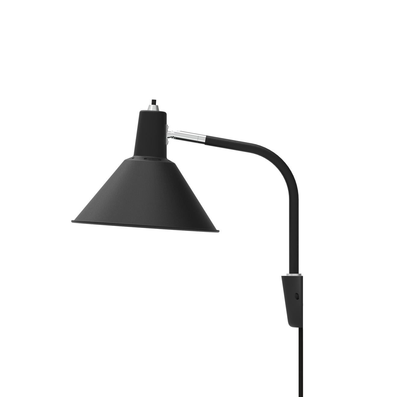 Scandinavian Modern Arcon Wall Lamp in Black/Chrome - By NUAD For Sale