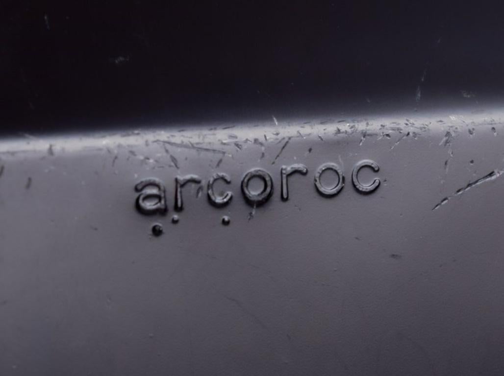 Arcoroc, Francia. Juego de cuatro platos octogonales de cristal negro. finales del siglo XX en venta