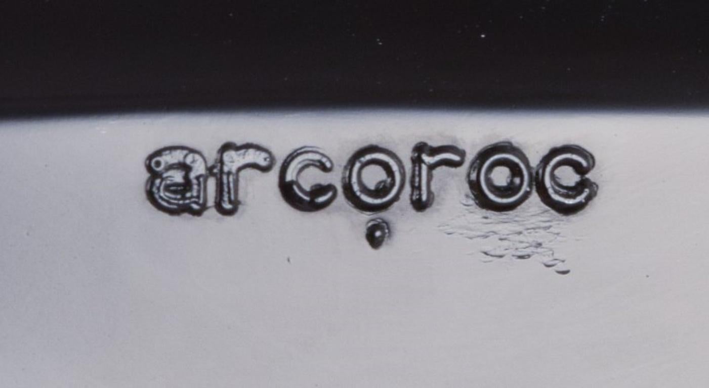Arcoroc, Frankreich. Set von sechs achteckigen Tellern aus schwarzem Glas. 1970er/1980er Jahre. im Angebot 1