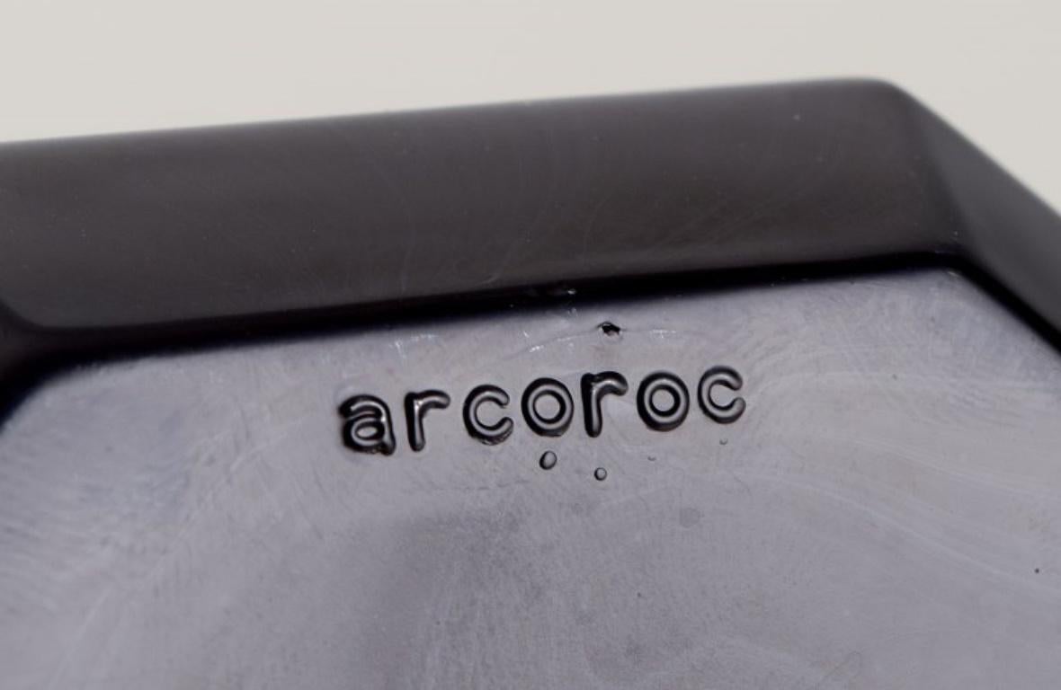 Arcoroc, Francia. Dos cuencos octogonales de cristal negro Años 70/80. Vidrio en venta