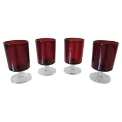 Retro Arcoroc Ruby Cordial Glasses France by J.G. Durand