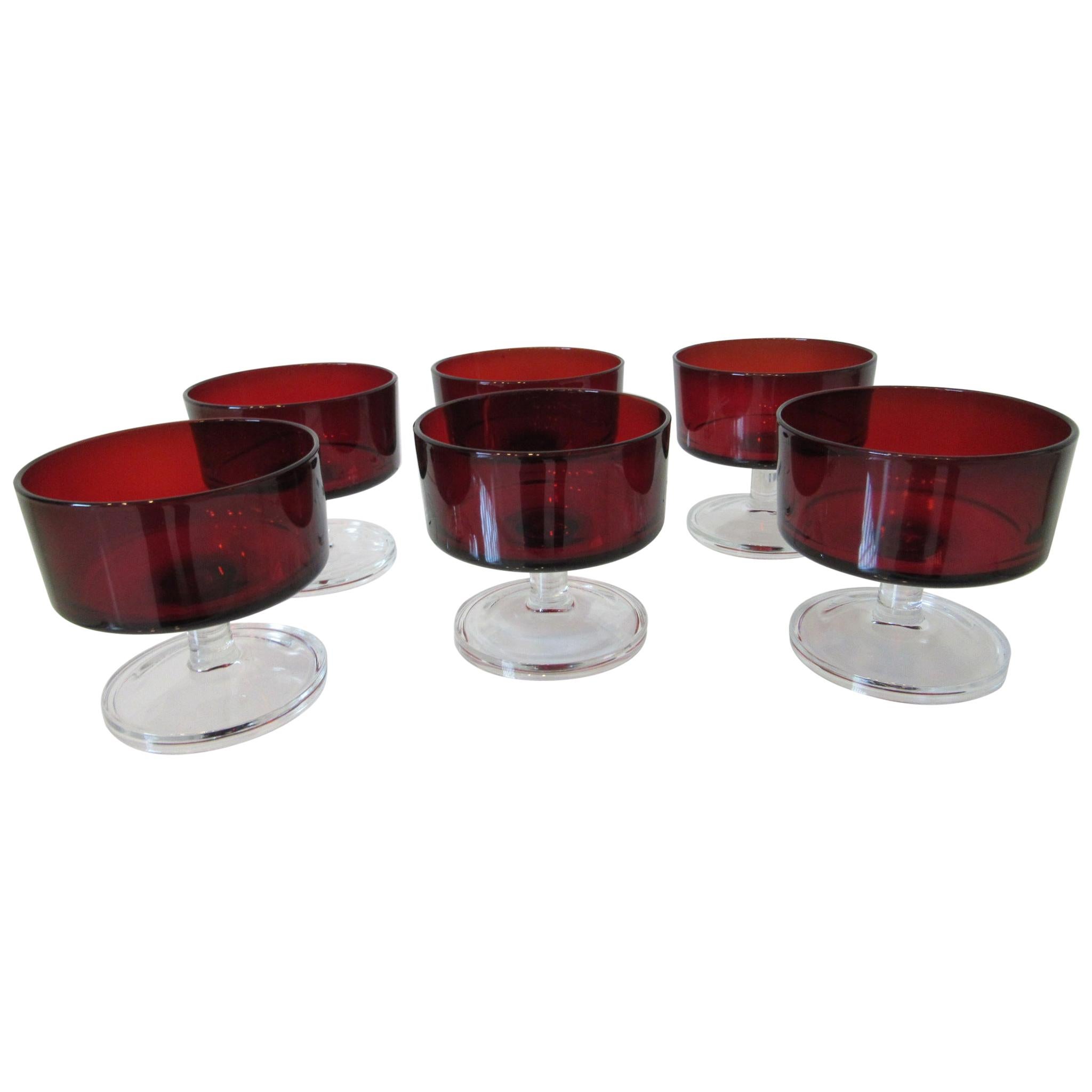 Arcoroc Ruby Desert Glasses France by J. G. Durand For Sale