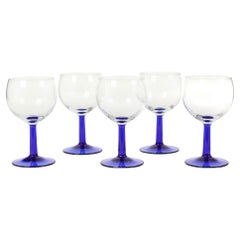 Verres à vin Arcoroc bleu cobalt, France, années 1980