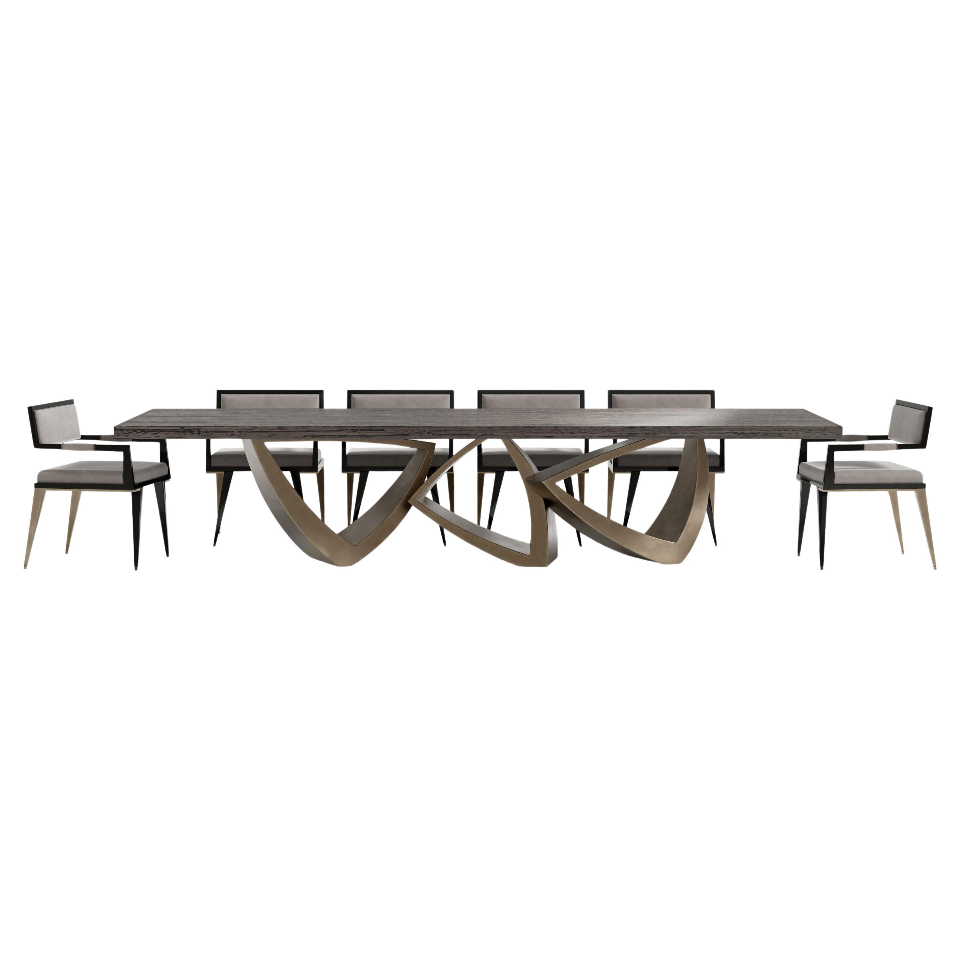 Arcos Dining Table  & 10 Le Loup Dining Chairs Dining Room Set For Sale