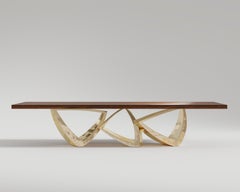 Arcos Dining Table in Polished Bronze Base by Palena Furniture