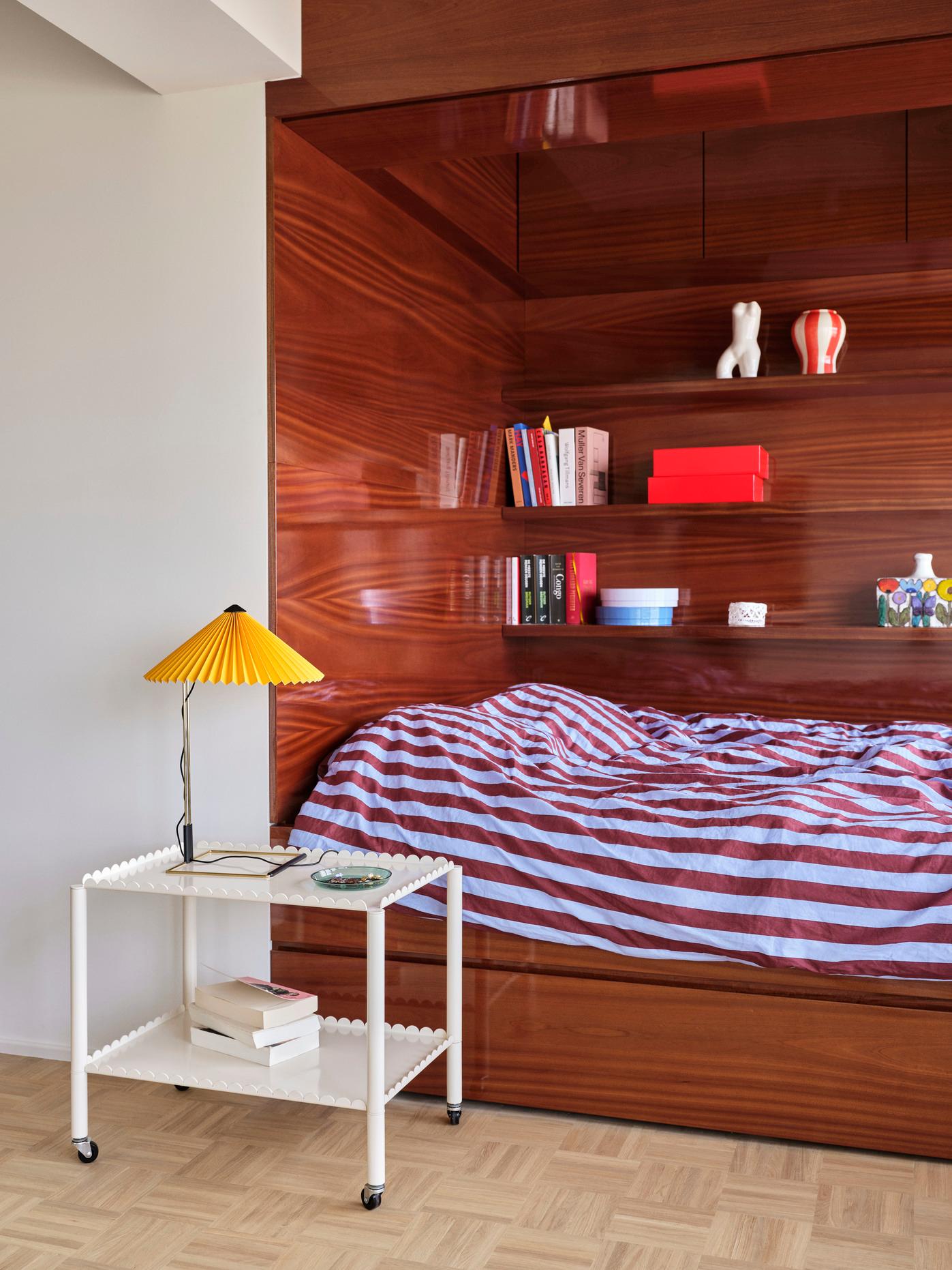 Designed by Belgian duo Muller Van Severen, Arcs Trolley is a functional and decorative trolley encased in a unified chain of vertical arcs. A small piece of furniture with a strong presence, the trolley combines industrial techniques with poetic