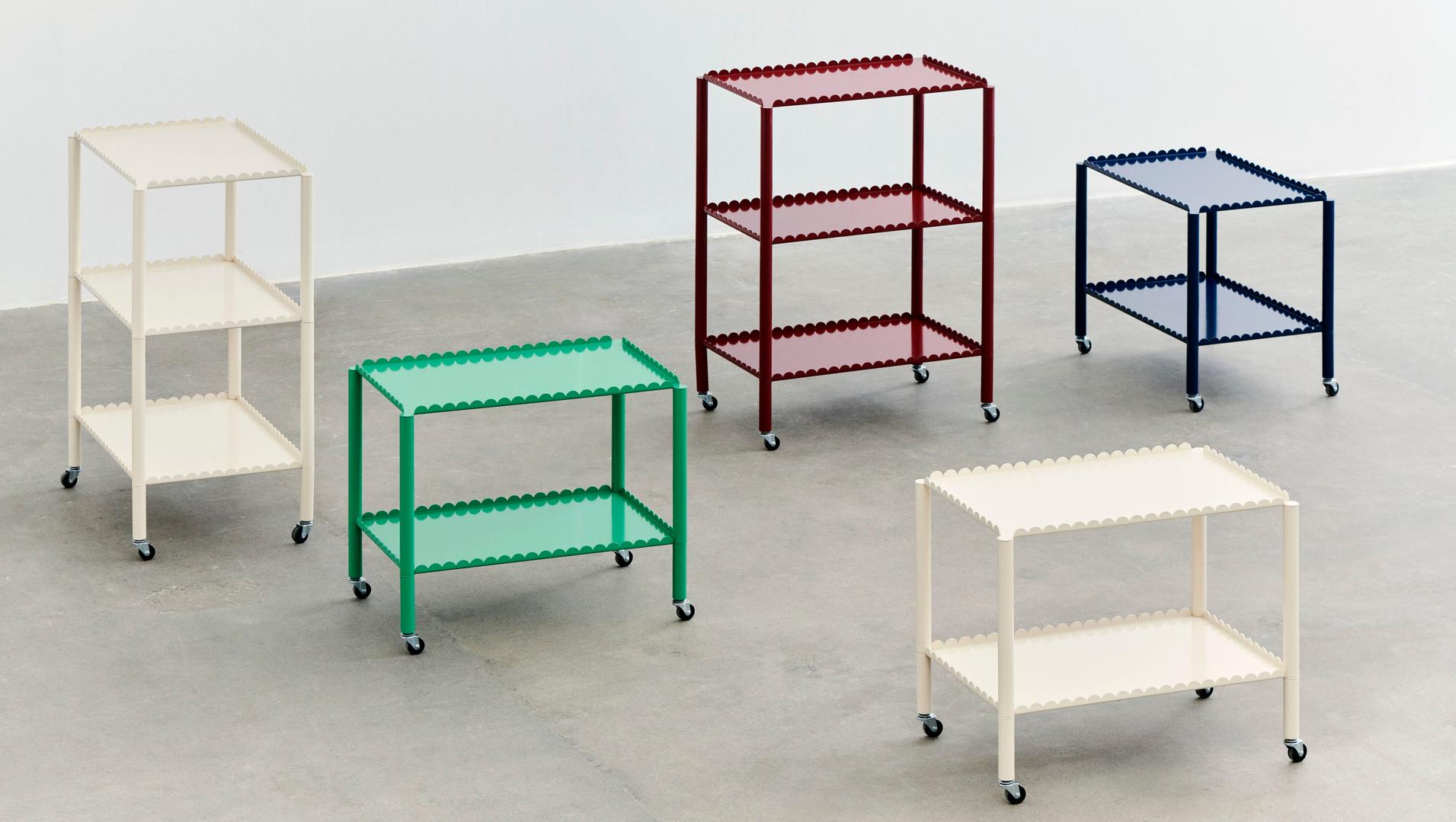 Steel Arcs Trolley, Low in Eggshell color, by Muller Van Severen for Hay For Sale