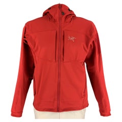 ARCTERYX Size L Red Grey Nylon Blend Hoodie Jacket