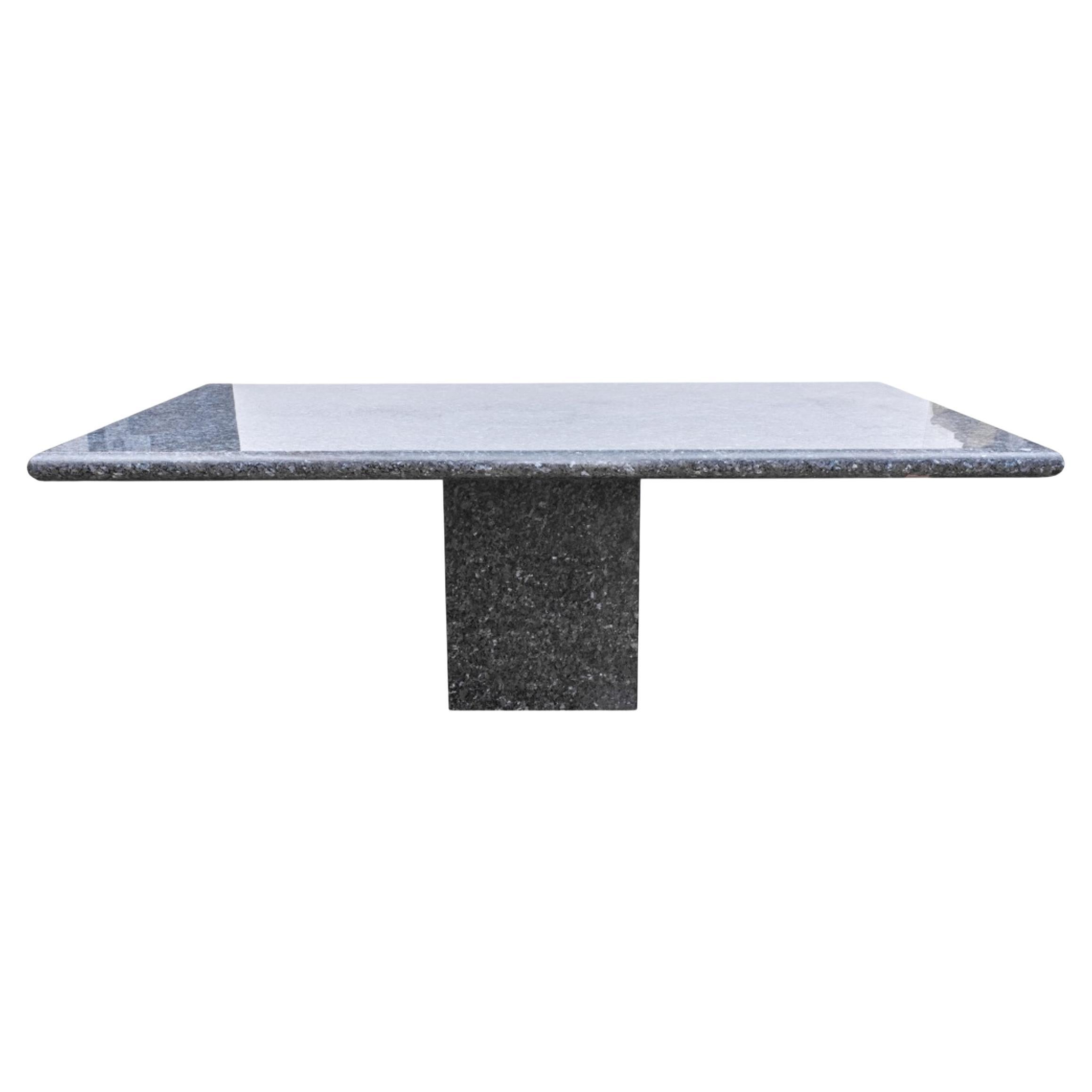 Arctic Blue Granite Pedestal Dining Table, 20th C.