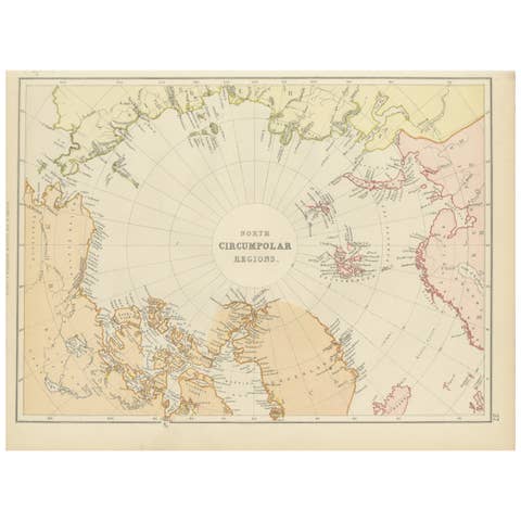 Arctic Exploration – Greenland & North Circumpolar Regions Map, 1882