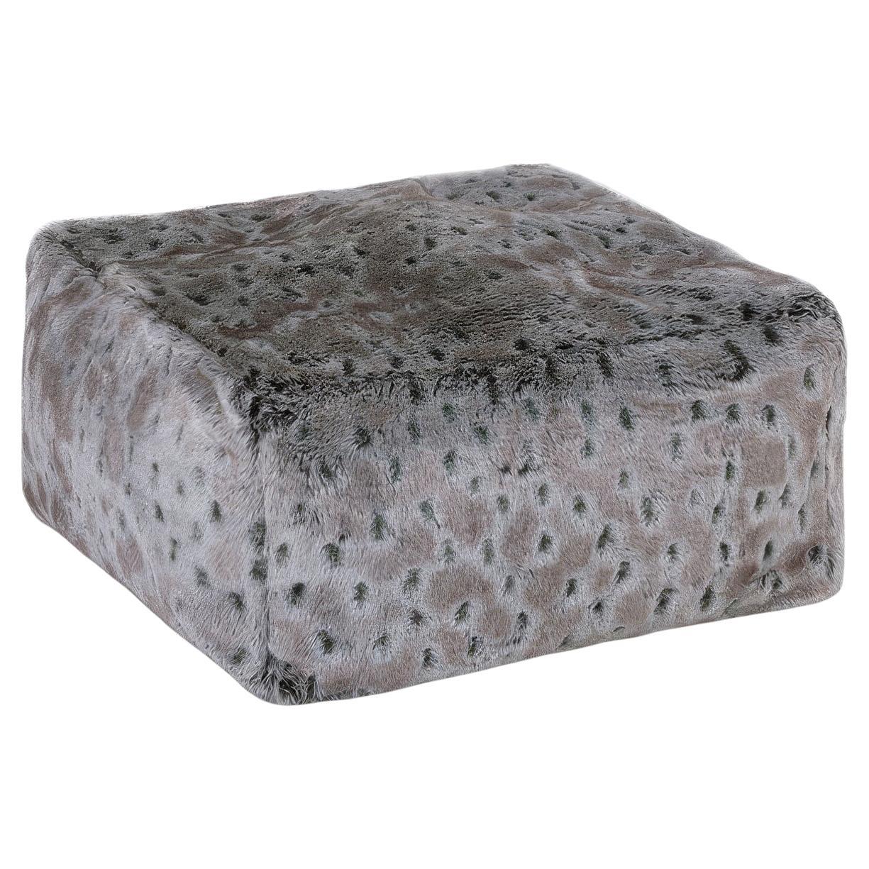 Arctic Lynx Faux Fur Pouf