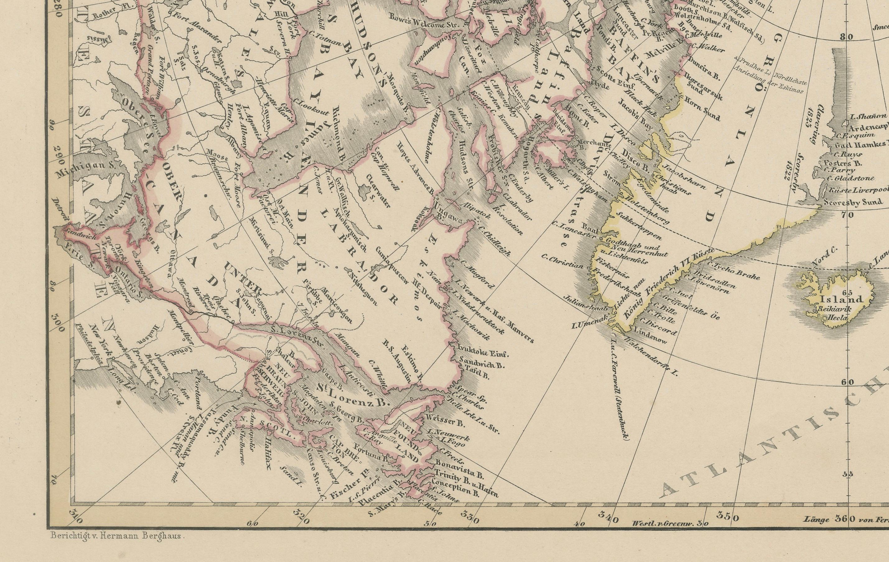 Mapa Polar Ártico - Polo Norte y Regiones del Imperio Ruso 1857 Grabado en venta
