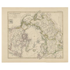 Mappa Polare Artica - Polo Nord e Regioni dell'Impero Russo 1857