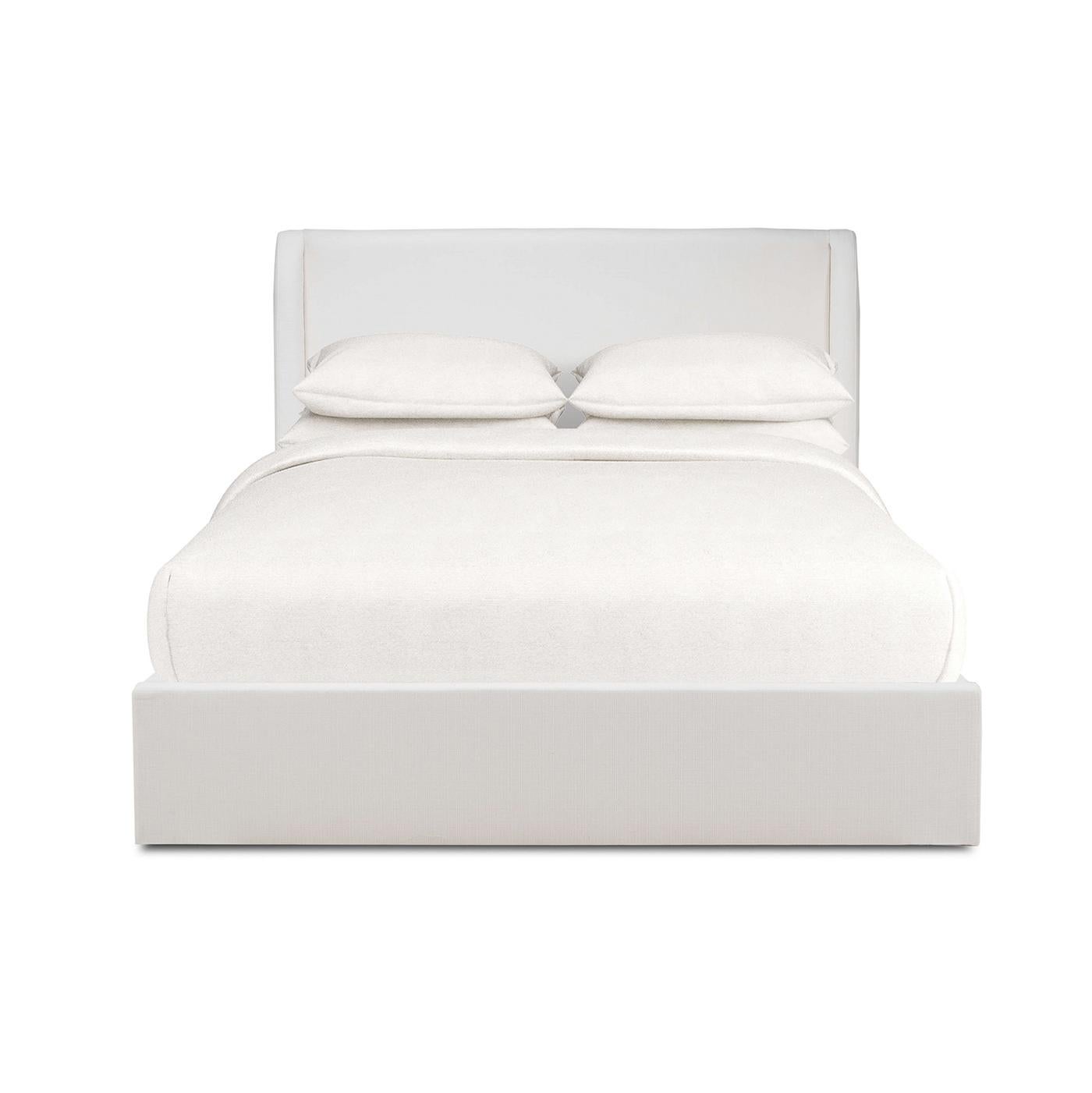 This elegant and modern bedframe combines luxurious comfort with sophisticated design, making it the perfect addition to your master suite.

Wrapped in high-quality Arctic White performance fabric, this bedframe is both stylish and durable, ensuring