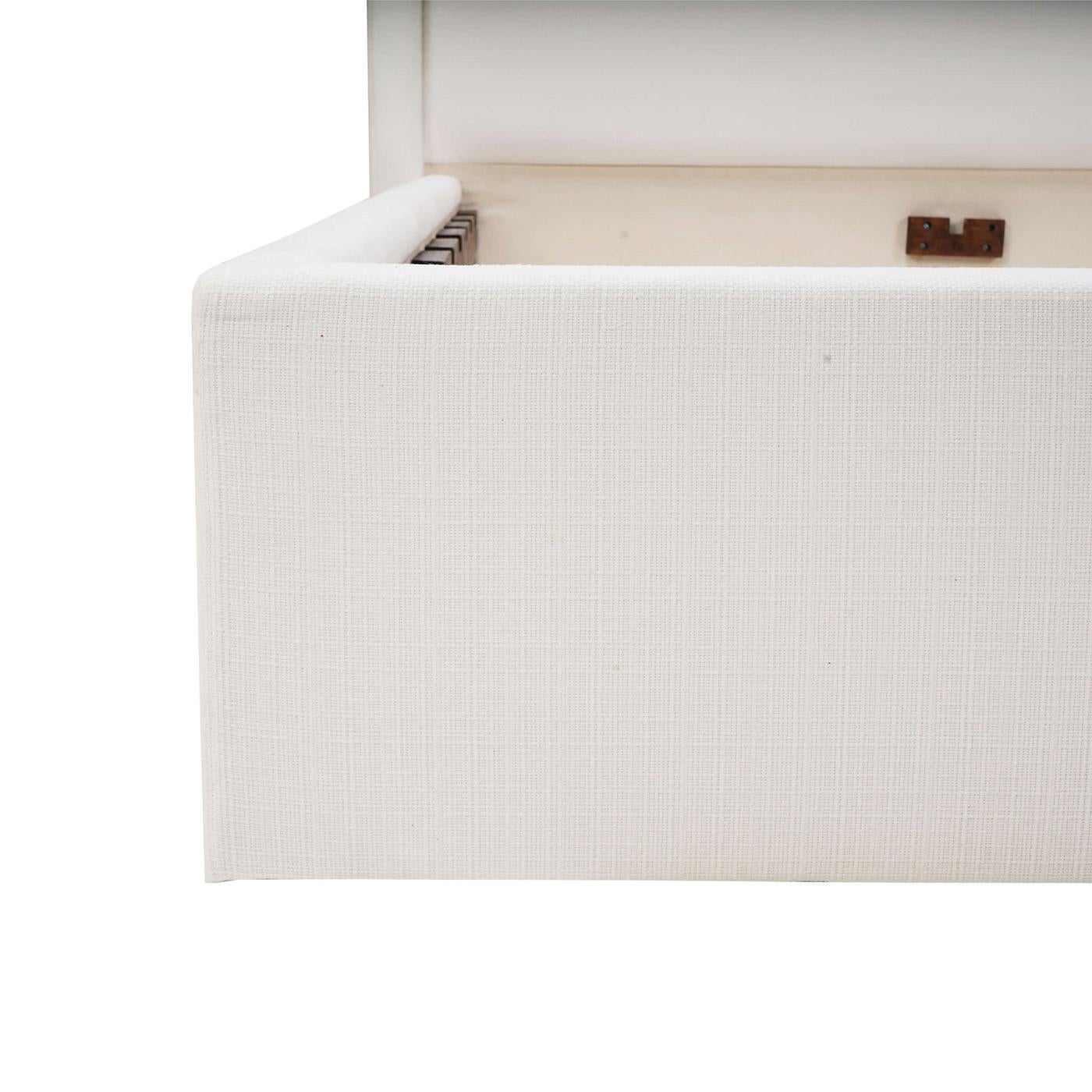 Asian Arctic White Upholstered King Size Bed For Sale