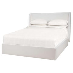 Cama King tapizada Blanco Ártico