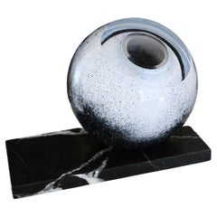 'Arctica' Large Glass Vase on Marble
