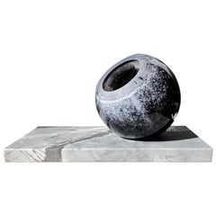 'Arctica' Vase in Blue White Glass on Marble