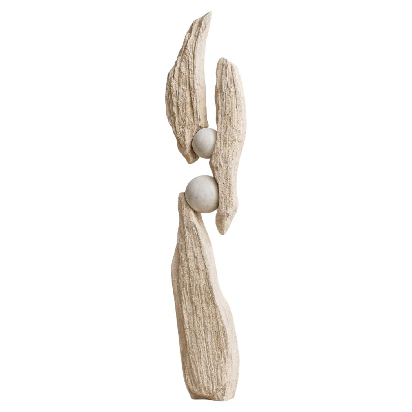 Arctuaria Totem in Marble, Travertine & Steel by Andres Monnier For Sale