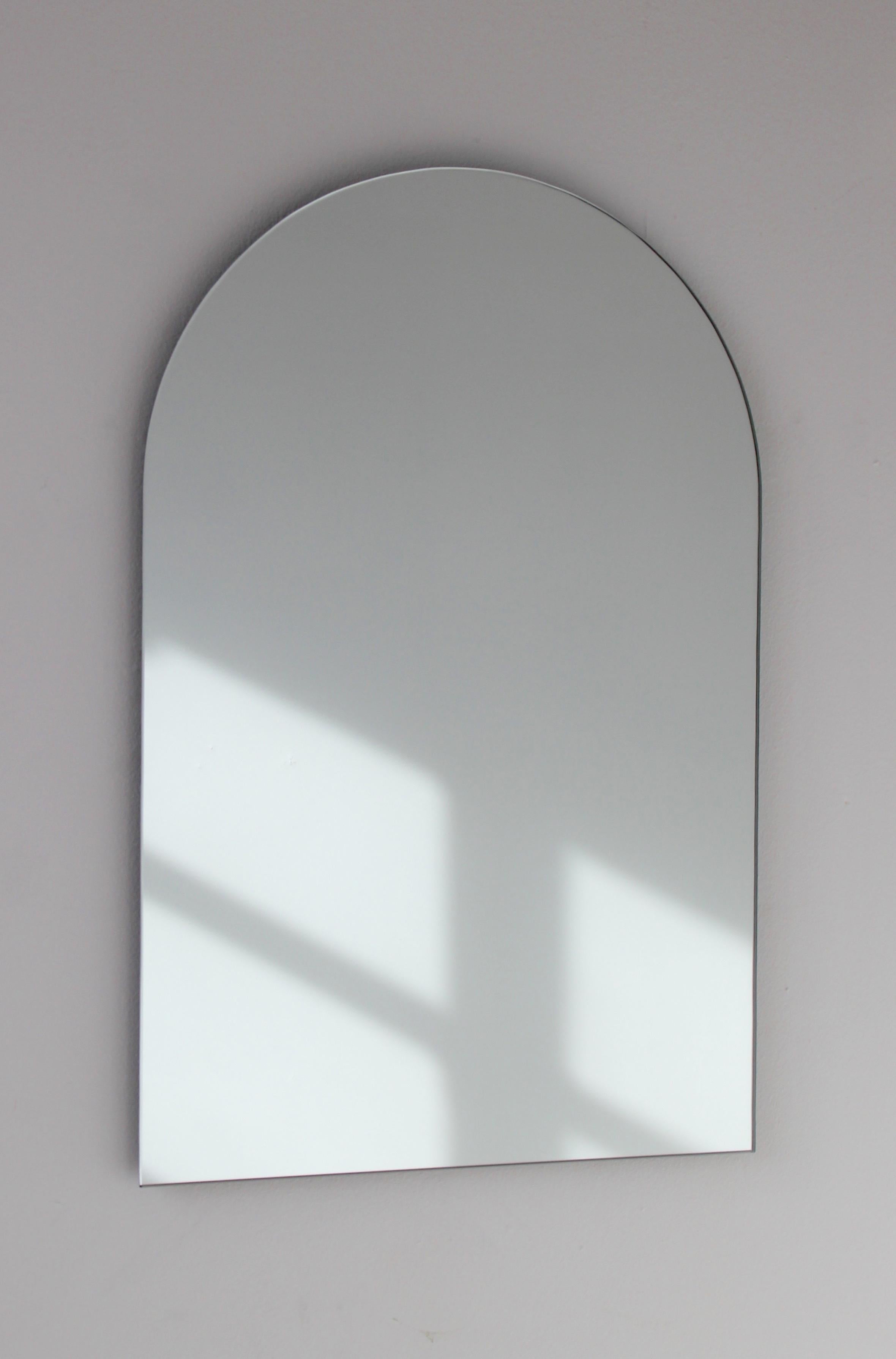 Arcus Arch shaped Contemporary Modern Versatile Frameless Mirror, Large For Sale 1