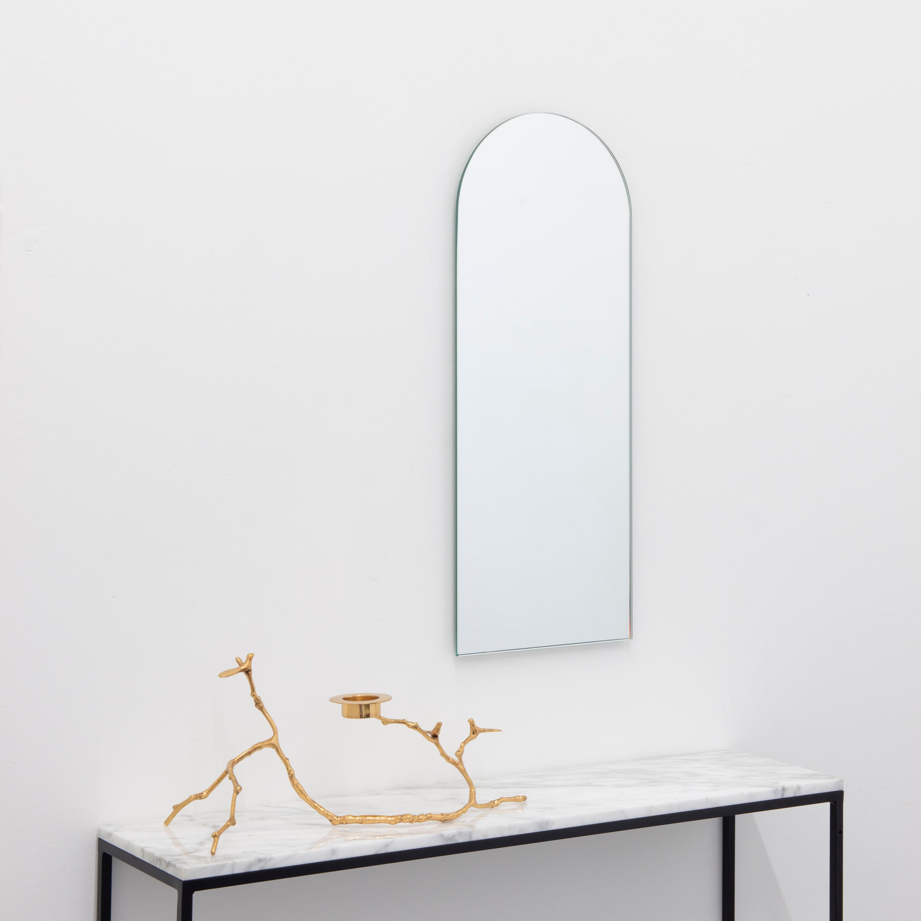 Contemporary Arcus Arched Minimalist Frameless Mirror with Floating Effect, XL For Sale