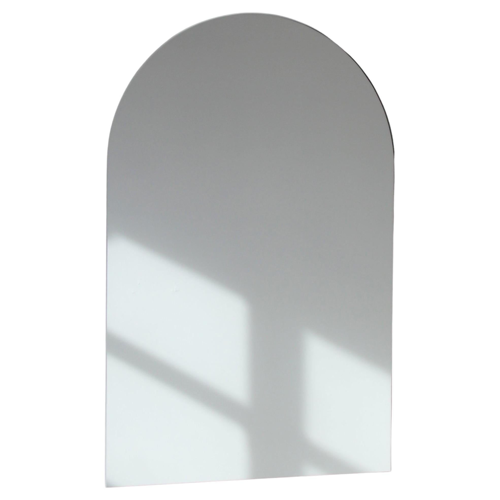Arcus Arched Modern Contemporary Versatile Frameless Mirror, Large For Sale