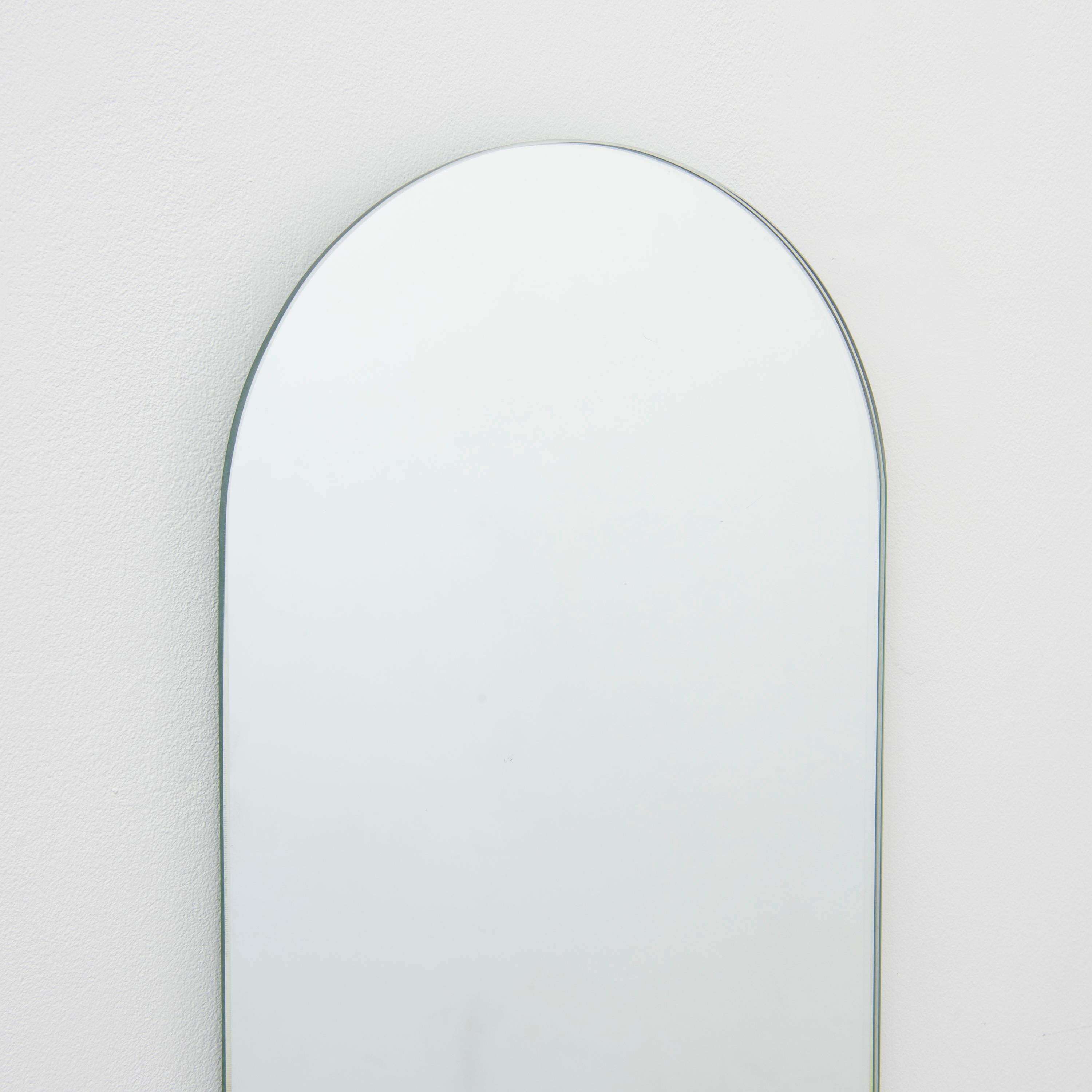 Arcus Arched Modern Frameless Mirror with Floating Effect, Medium For Sale 3