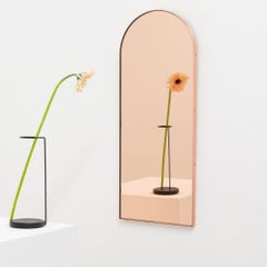 In Stock Arcus Arched Peach Contemporary Mirror with Copper Frame, Small