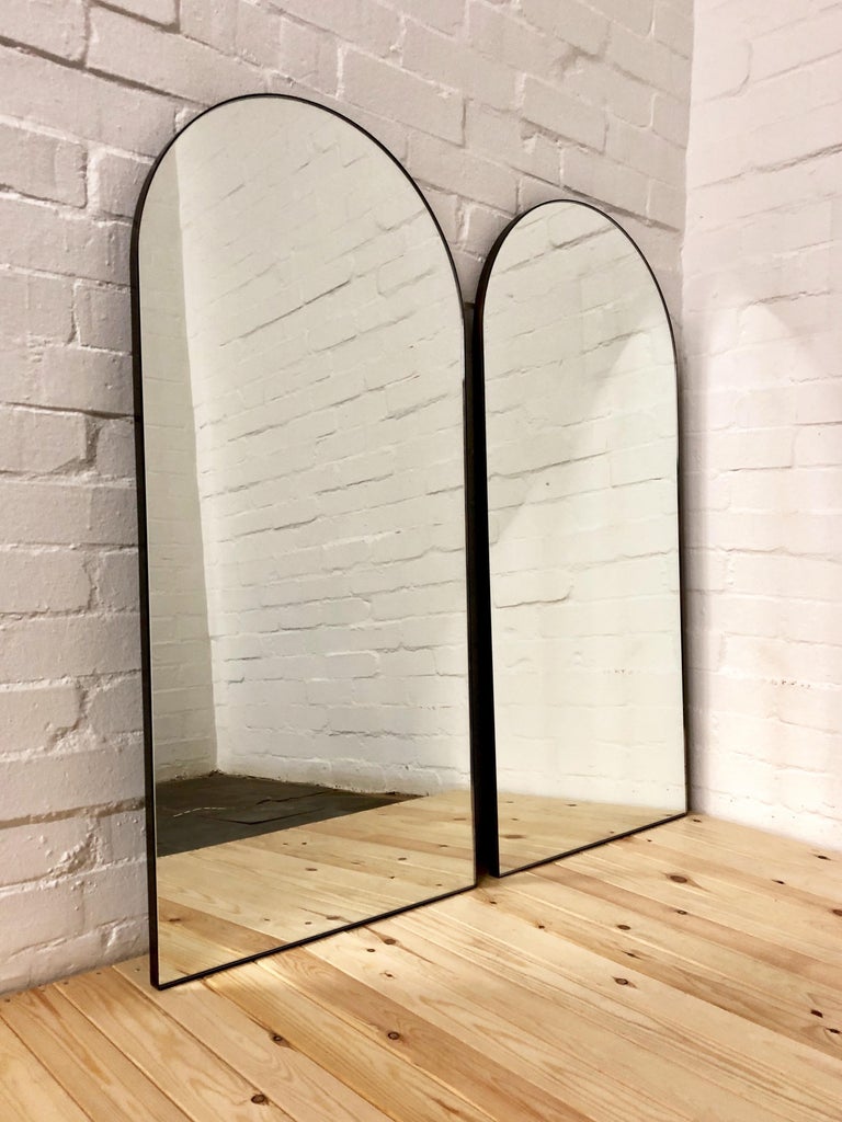 Arcus Arched Wall Leaning Mirror Brass Frame With Bronze Patina Frame
