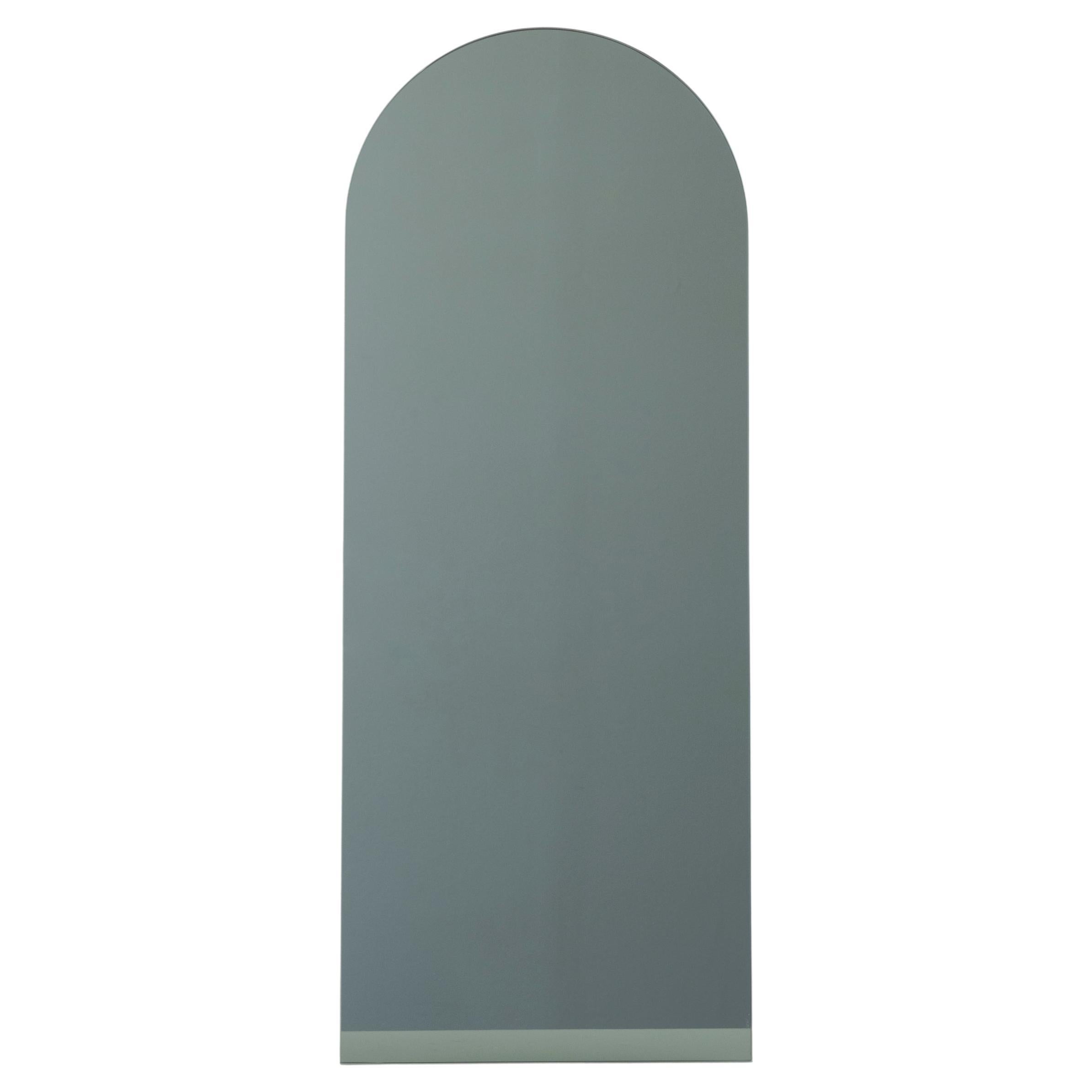 Arcus Black Tinted Arched Minimalist Frameless Mirror Floating Effect, Medium For Sale