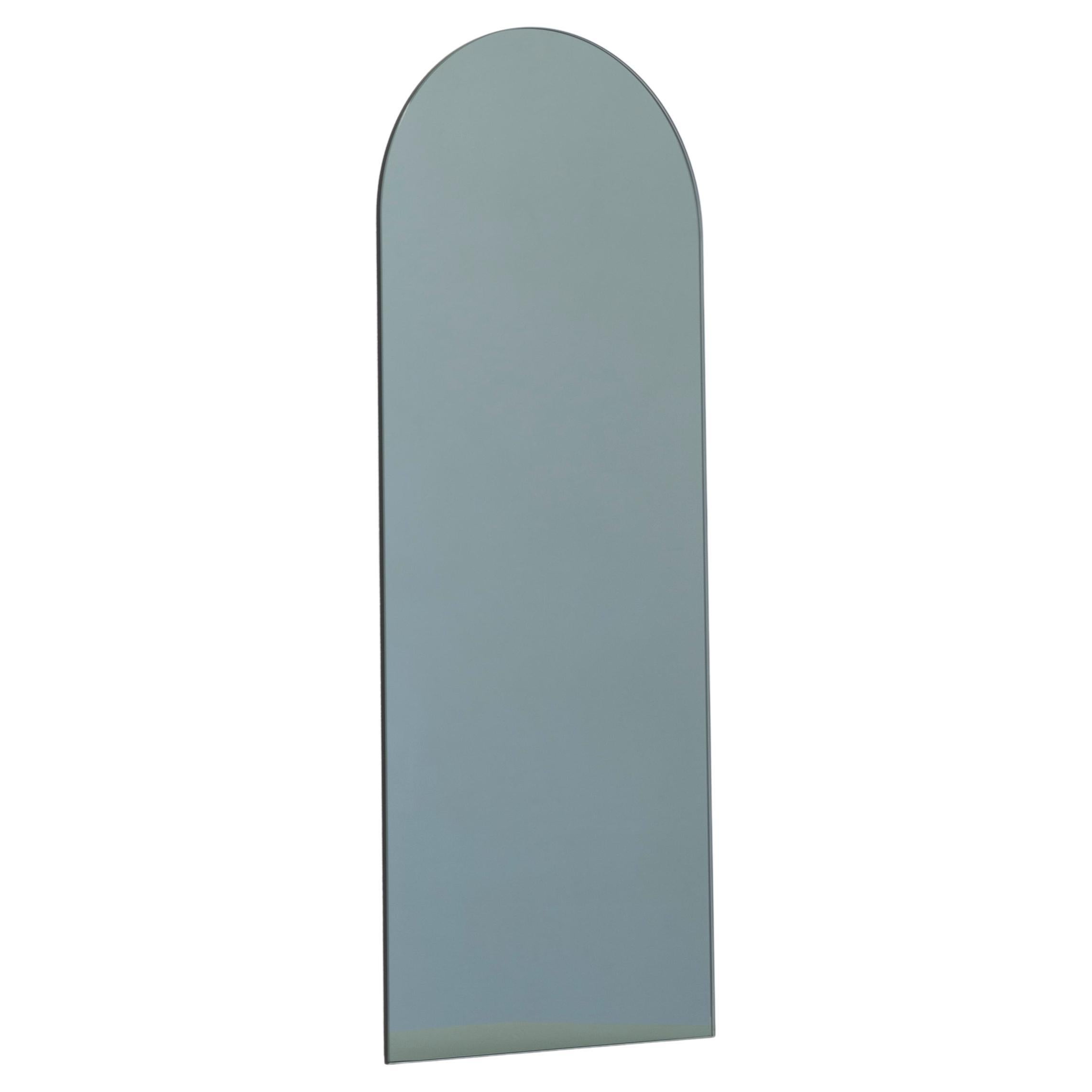 Arcus Black Tinted Arched Modern Frameless Mirror, Large For Sale