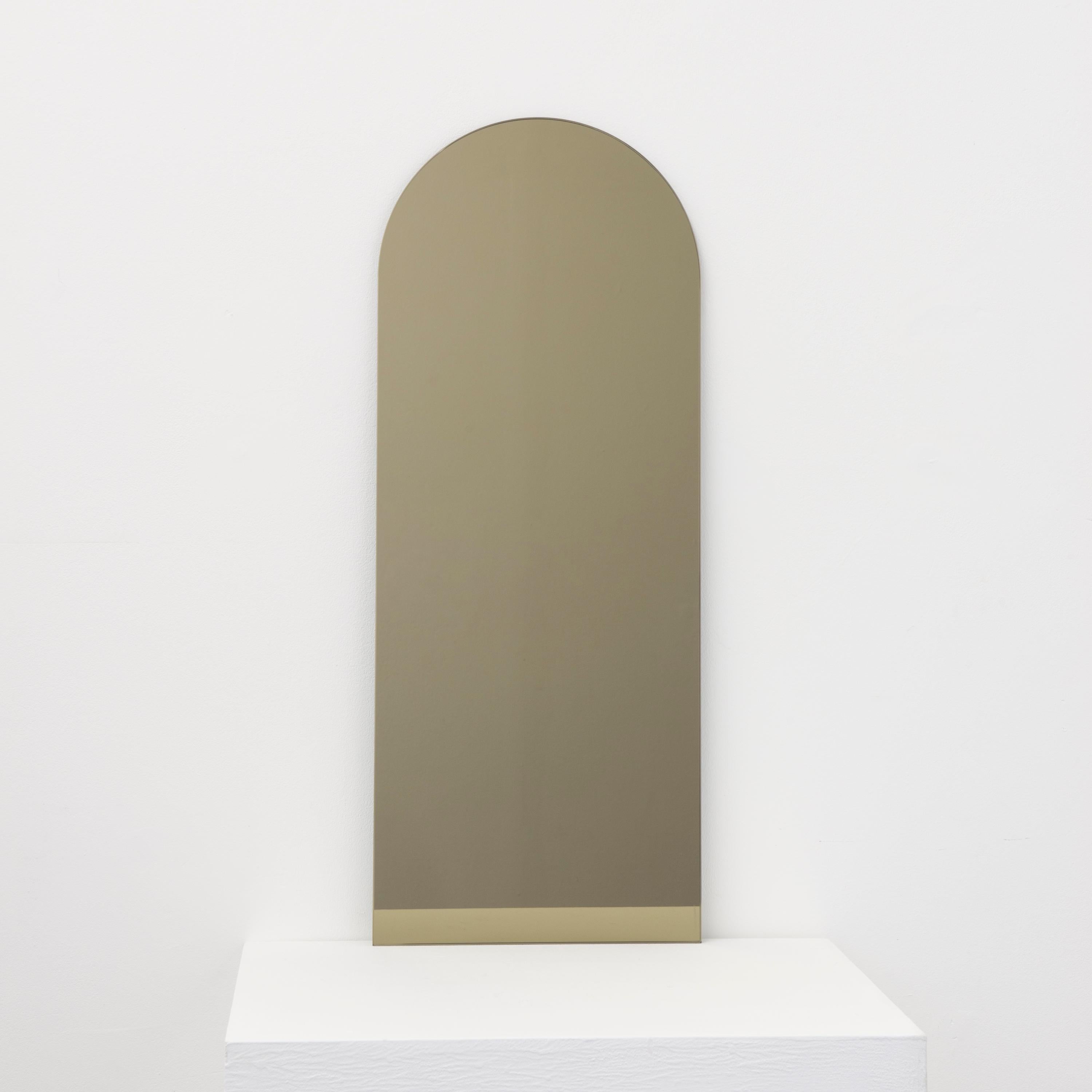 Arcus Bronze Tinted Arched Minimalist Wall Mirror with Floating Effect, XL In New Condition For Sale In London, GB