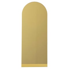 Arcus Gold Tinted Arched Frameless Minimalist Wall Mirror, Medium