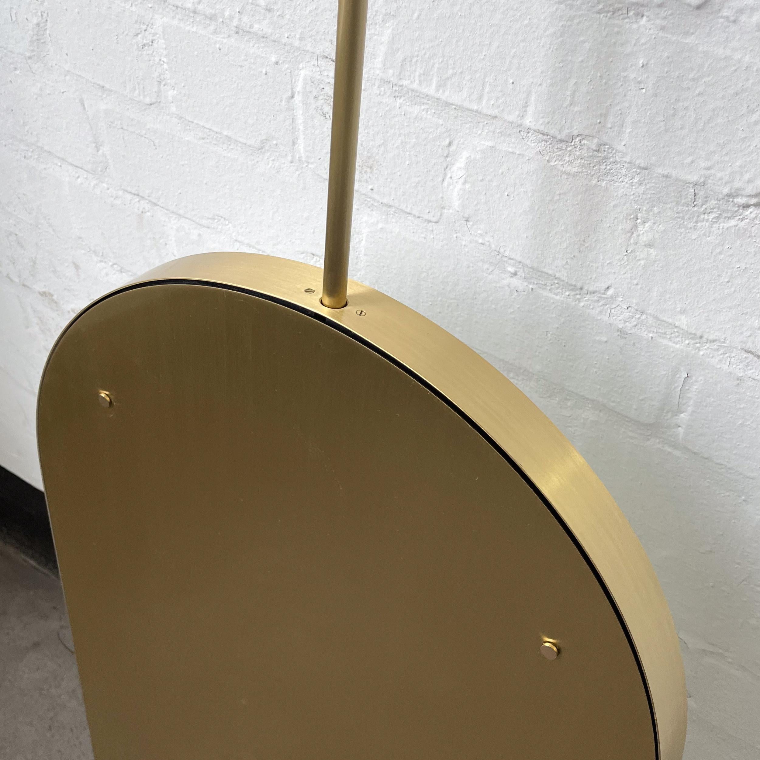 Arcus Illuminated Ceiling Suspended Arched Contemporary Mirror with Brass Frame In New Condition For Sale In London, GB